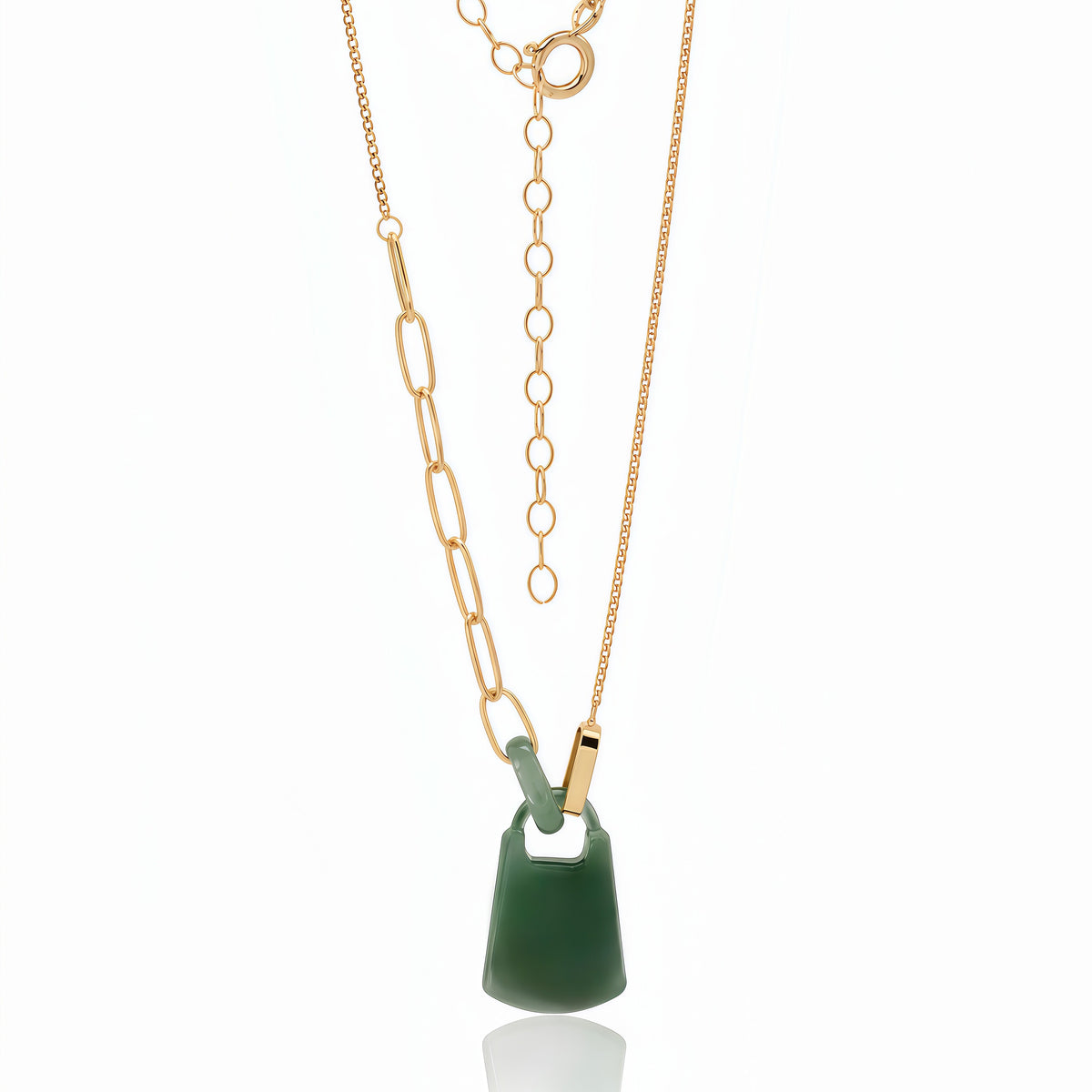 Guatemala Trapezoid Jade Necklace 14k