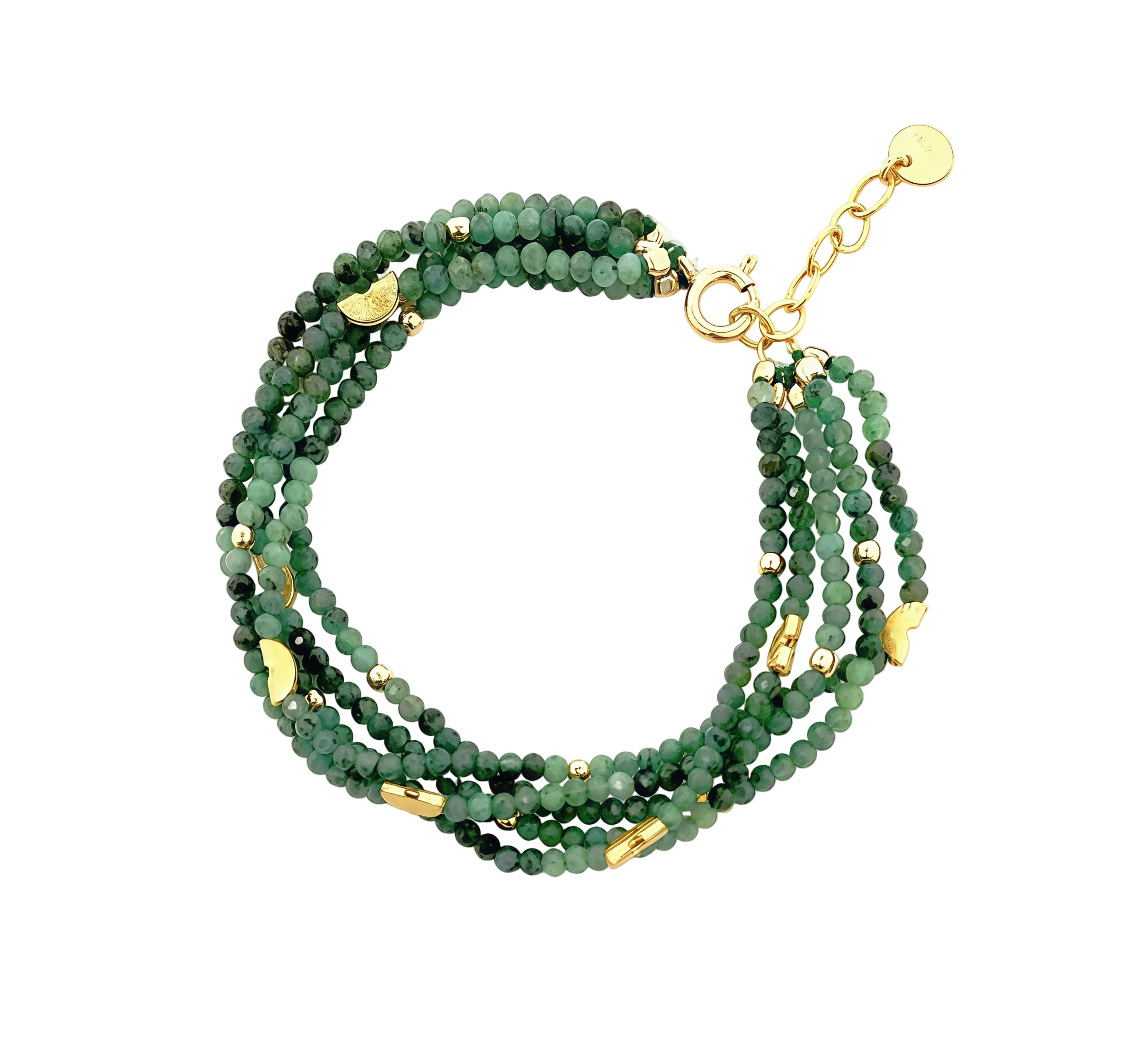 Half Moon Multi-strand Bracelet - Dark Green Emerald