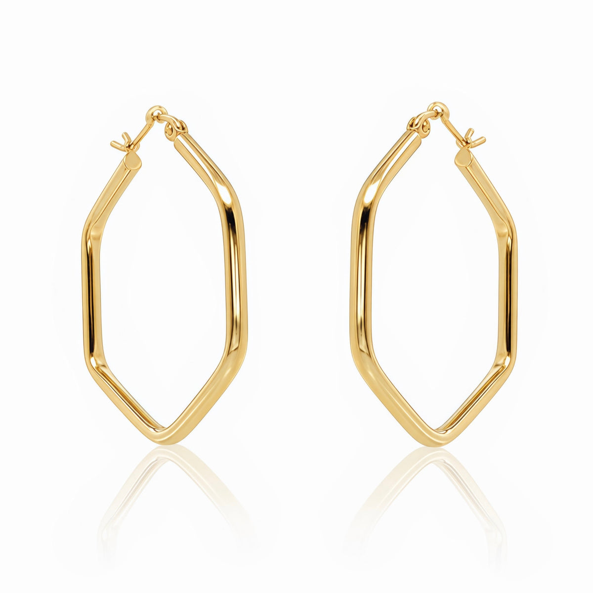 Hexagon Earring Hoops In 14k