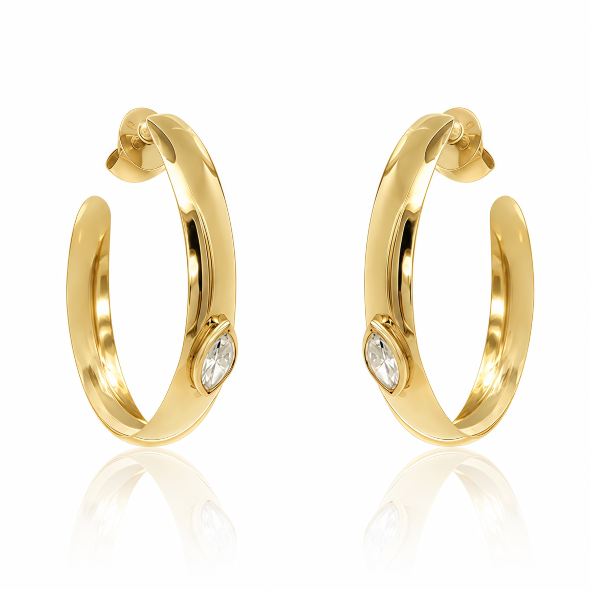 Marquise Lab-grown Diamond Hoops 14K