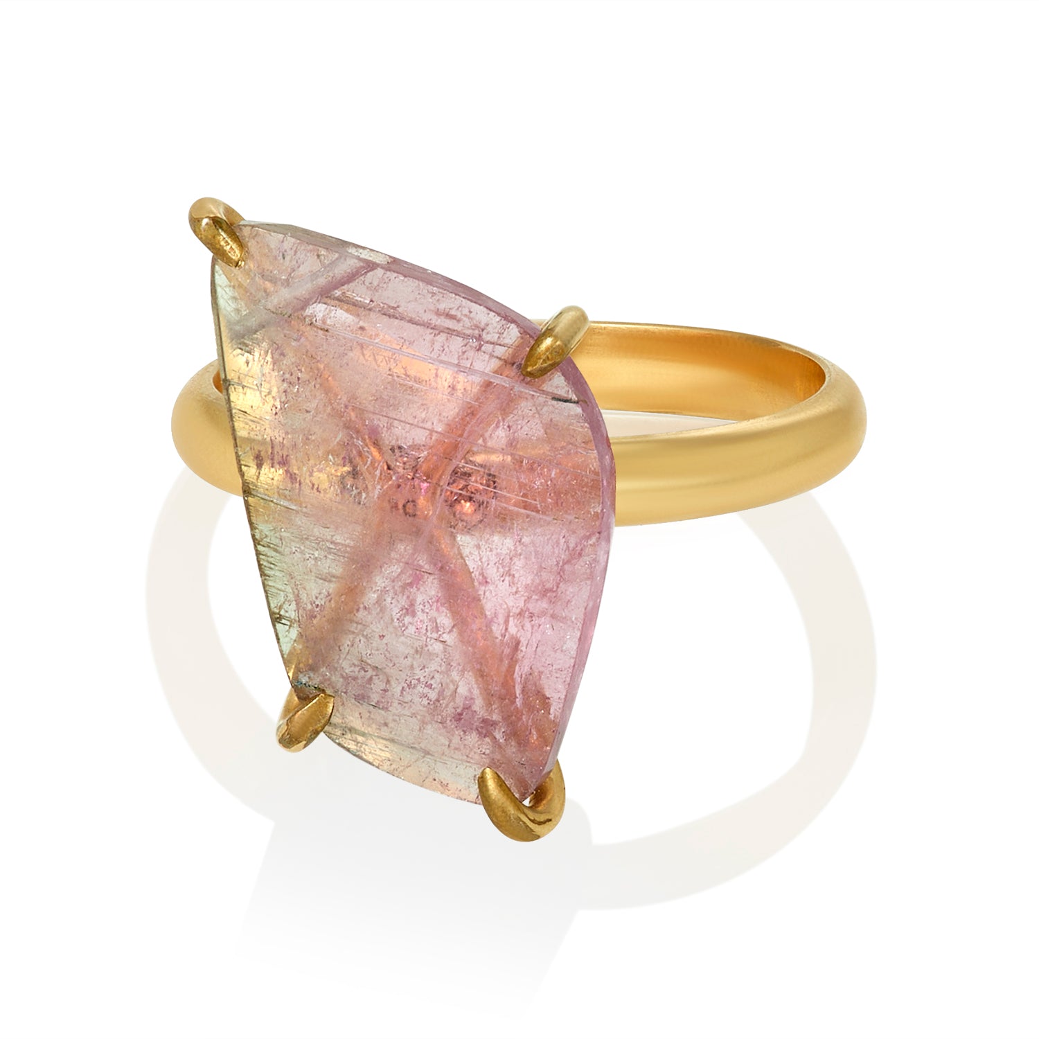 Pink Tourmaline Slice Ring