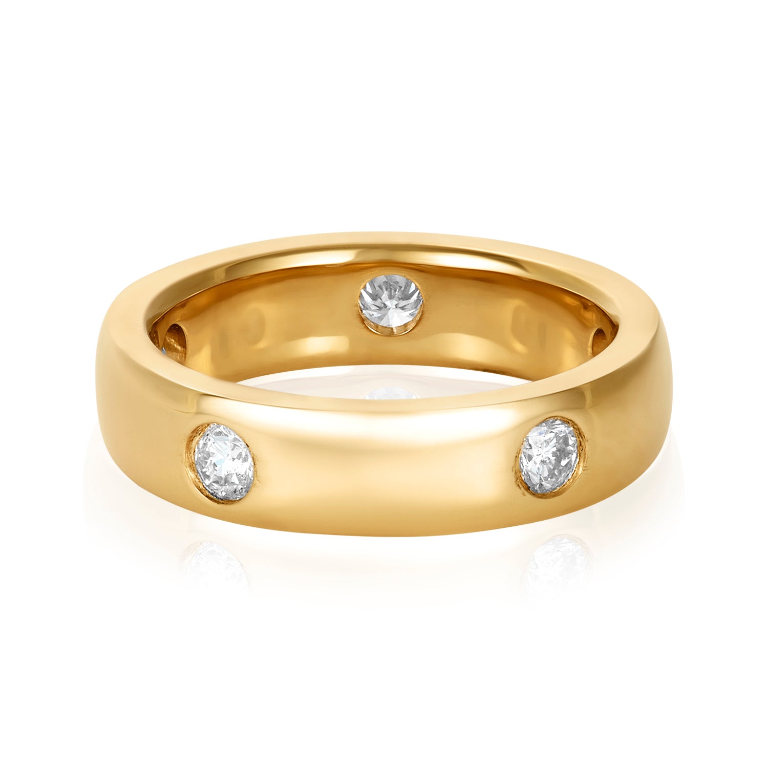 Wide Bold Band Diamond Ring-14k