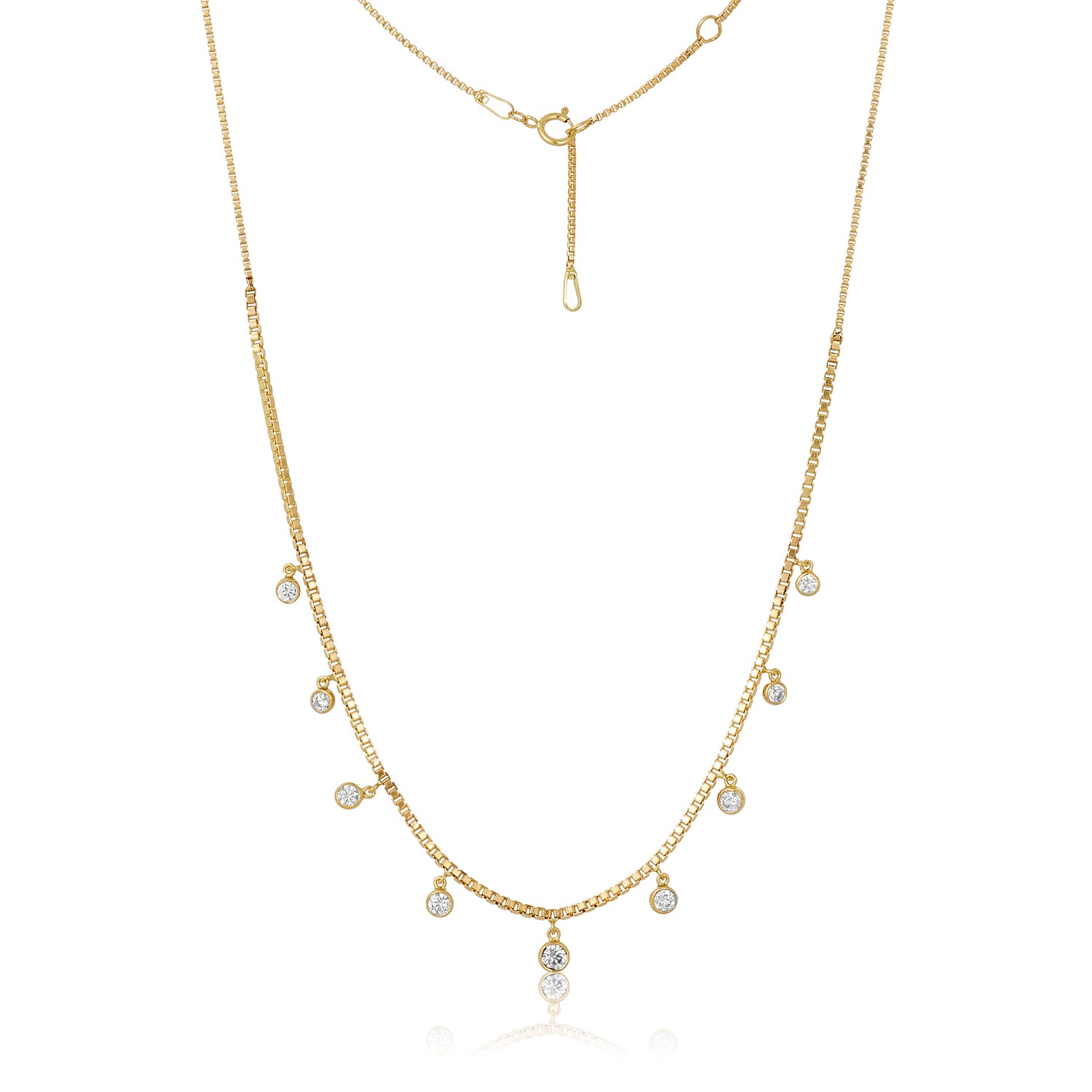 Dangly Lab Grown Diamonds Necklace in 14k