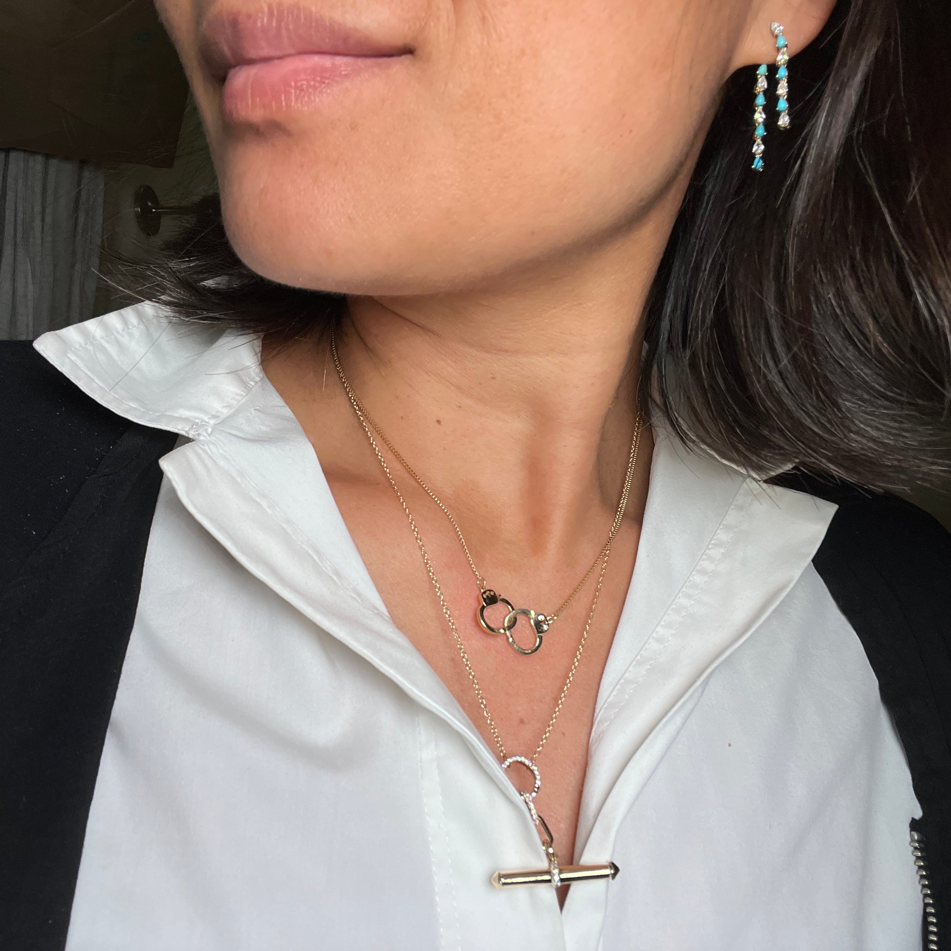 Diamond Circle Bar Toggle Necklace 14k