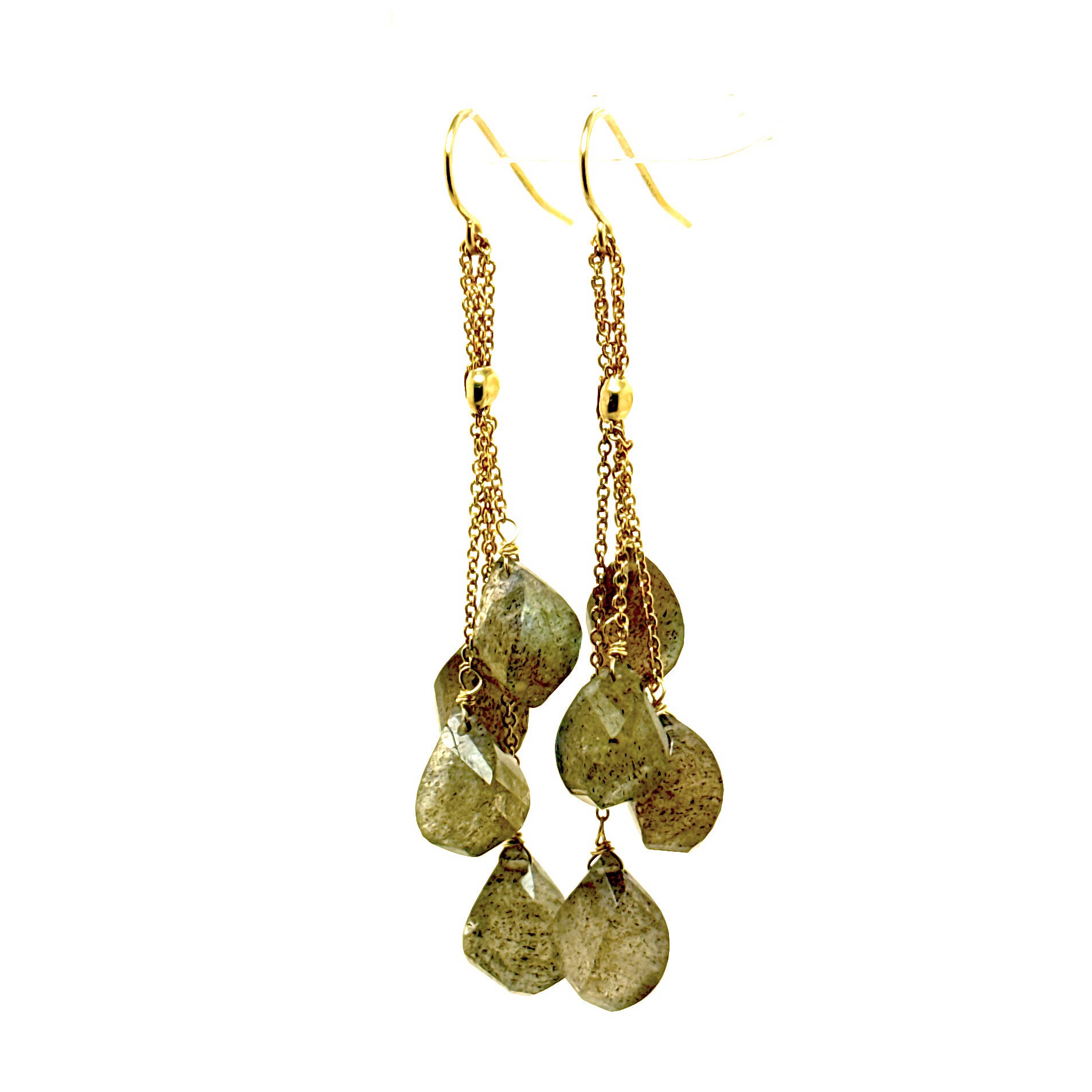 Tumble-cut Gem Drop Dangly Earrings