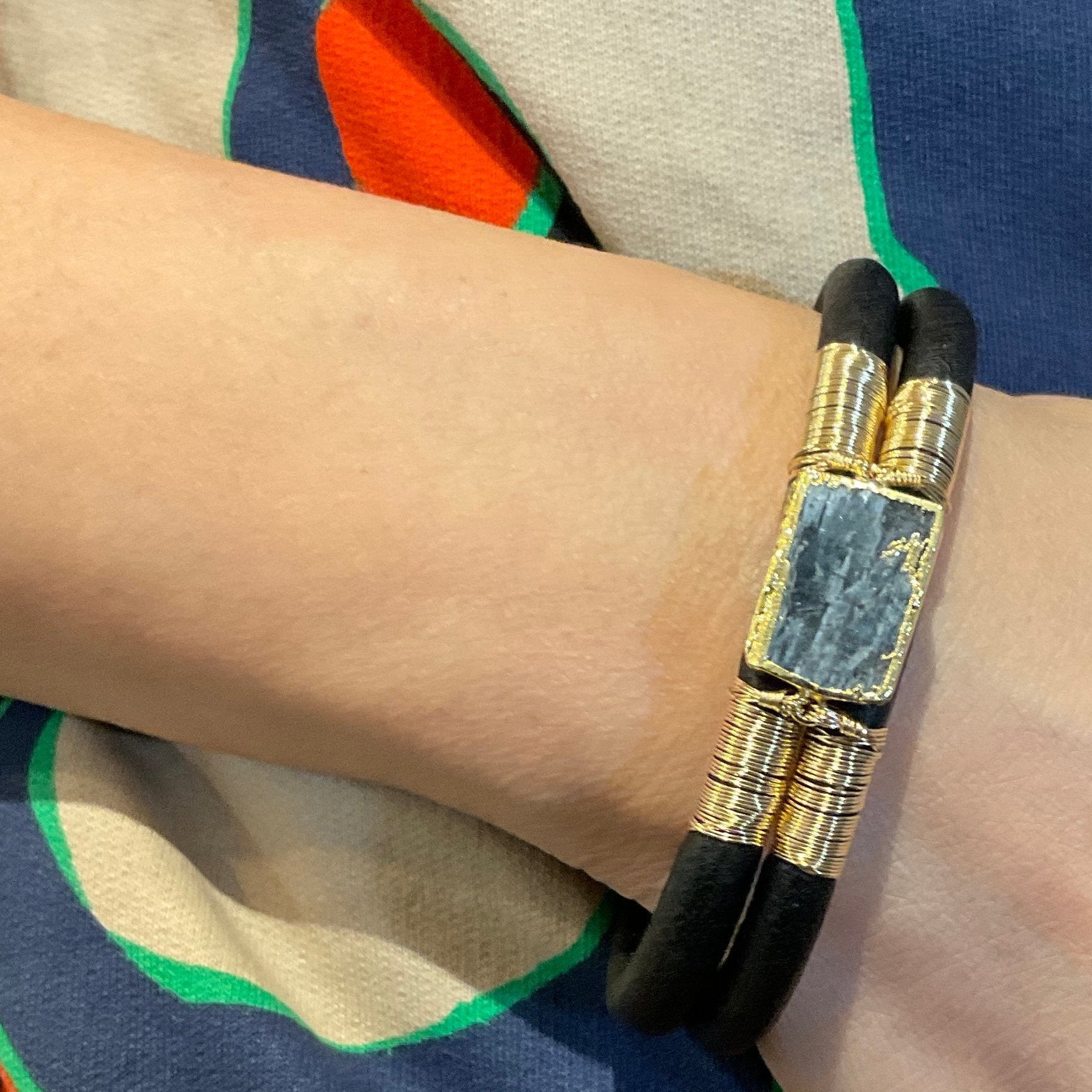 Gem Wired Double Leather Bracelet