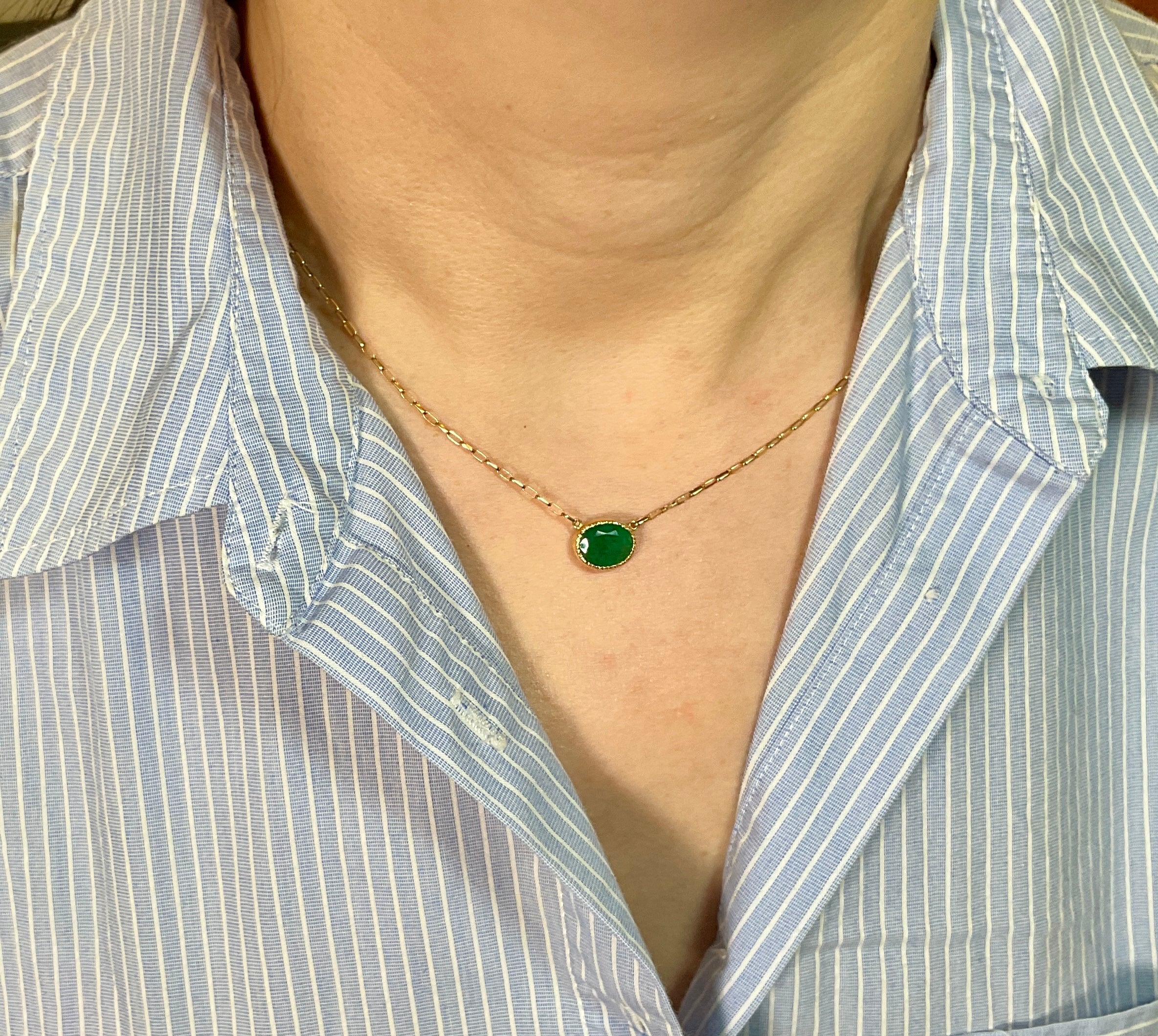 Simply Emerald Necklace in 14k