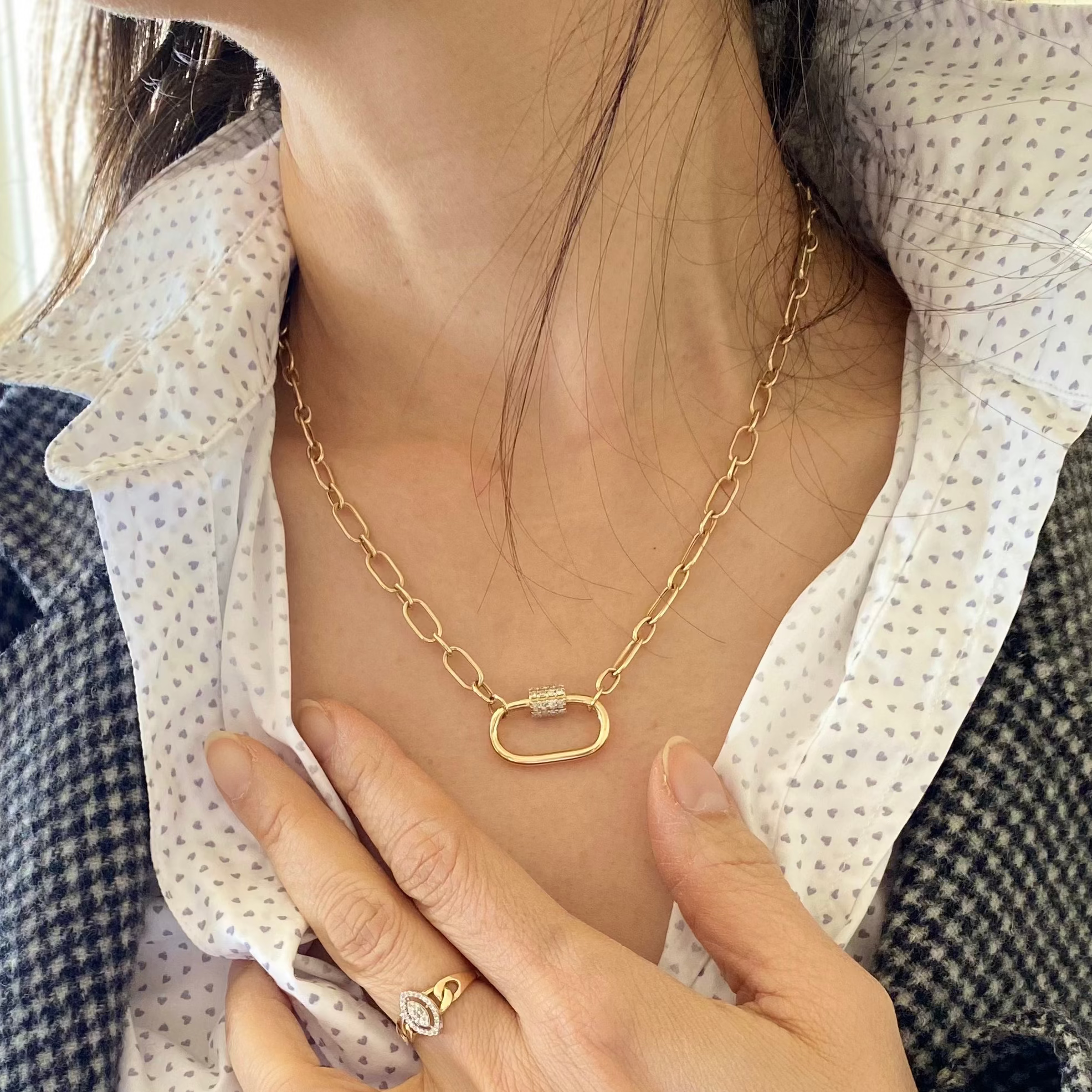 Lock Your Dreams Bold Gold Diamond Lock Necklace 18k