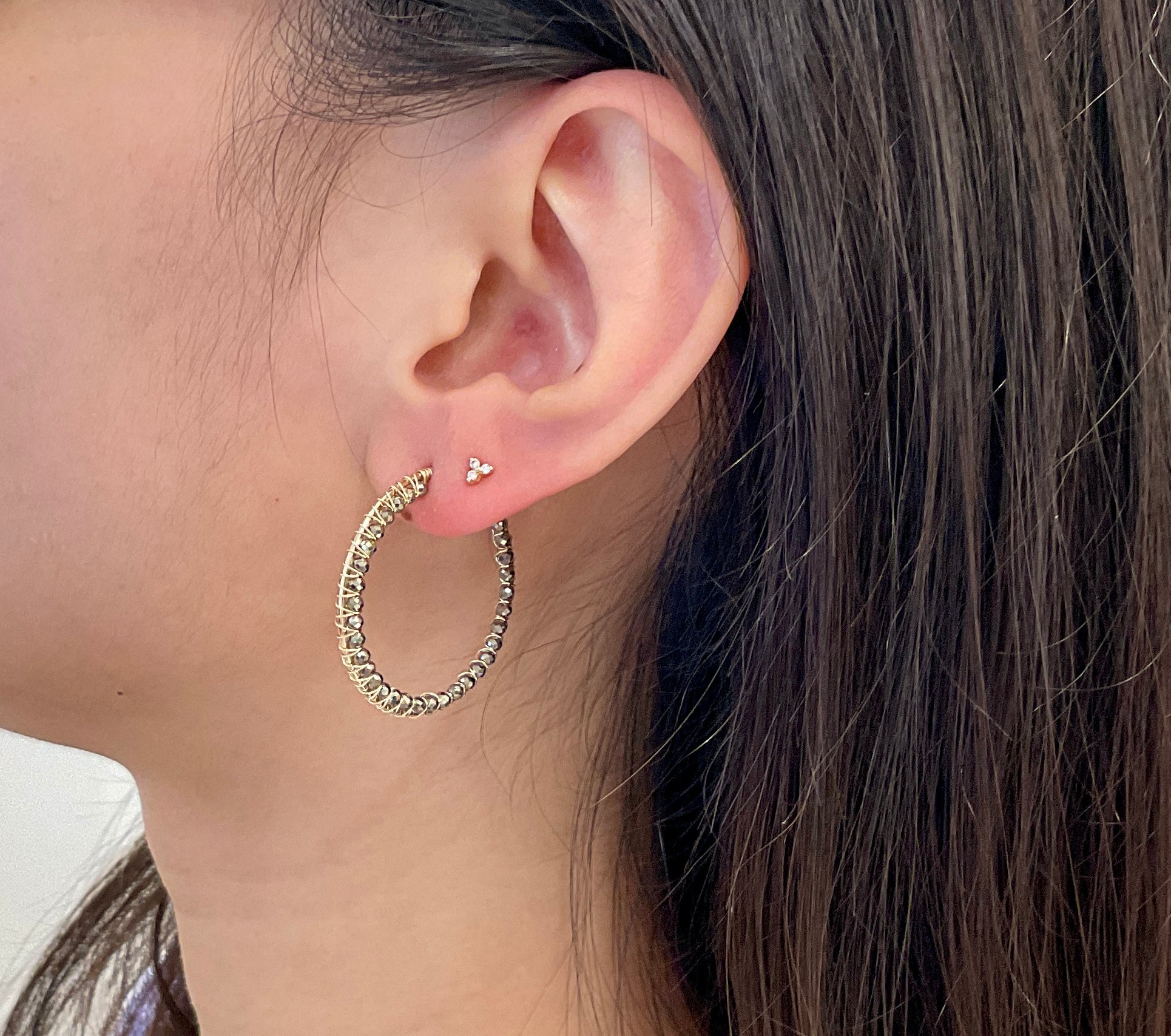 Inner Wrap Gem Hoops Earrings