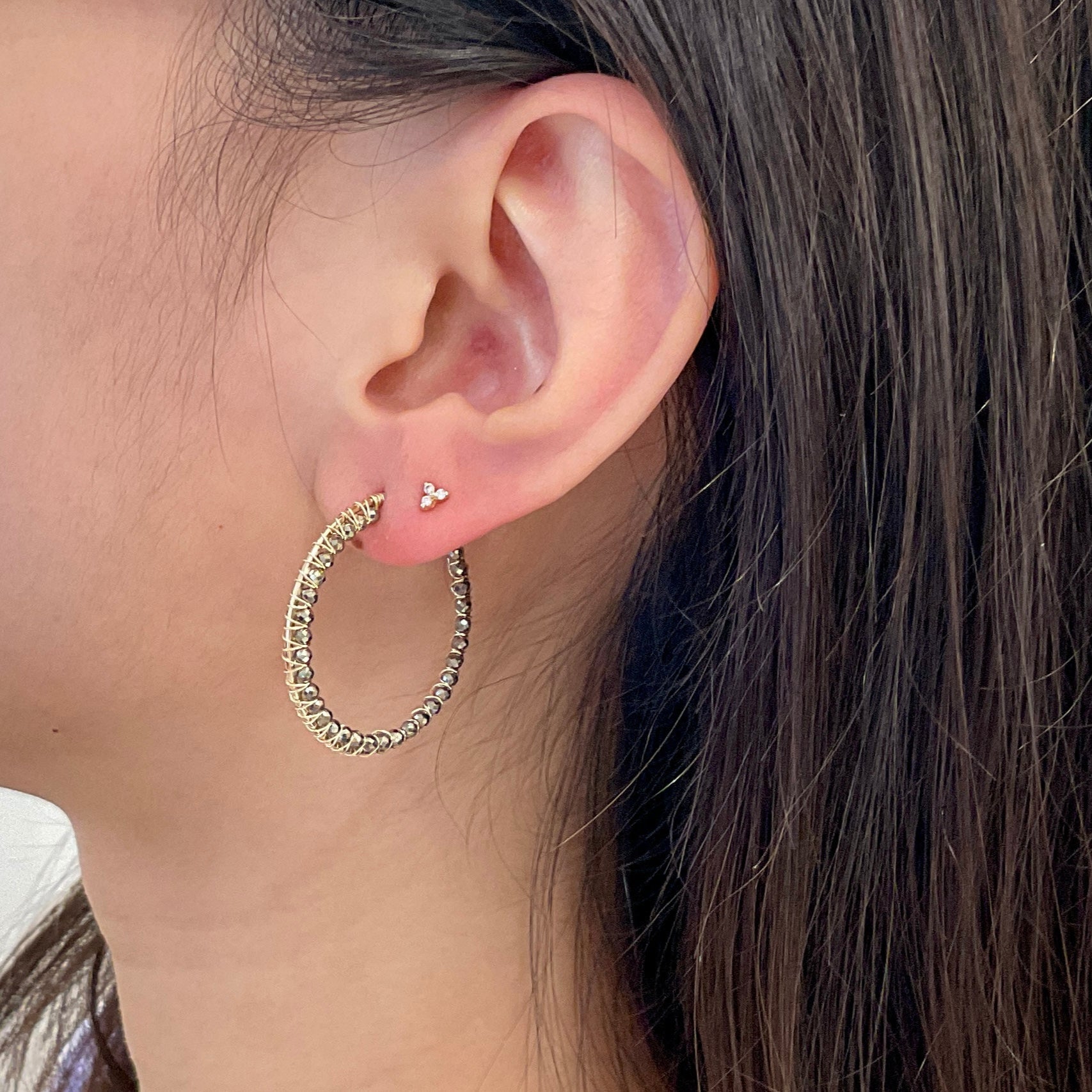Inner Wrap Gem Hoops Earrings