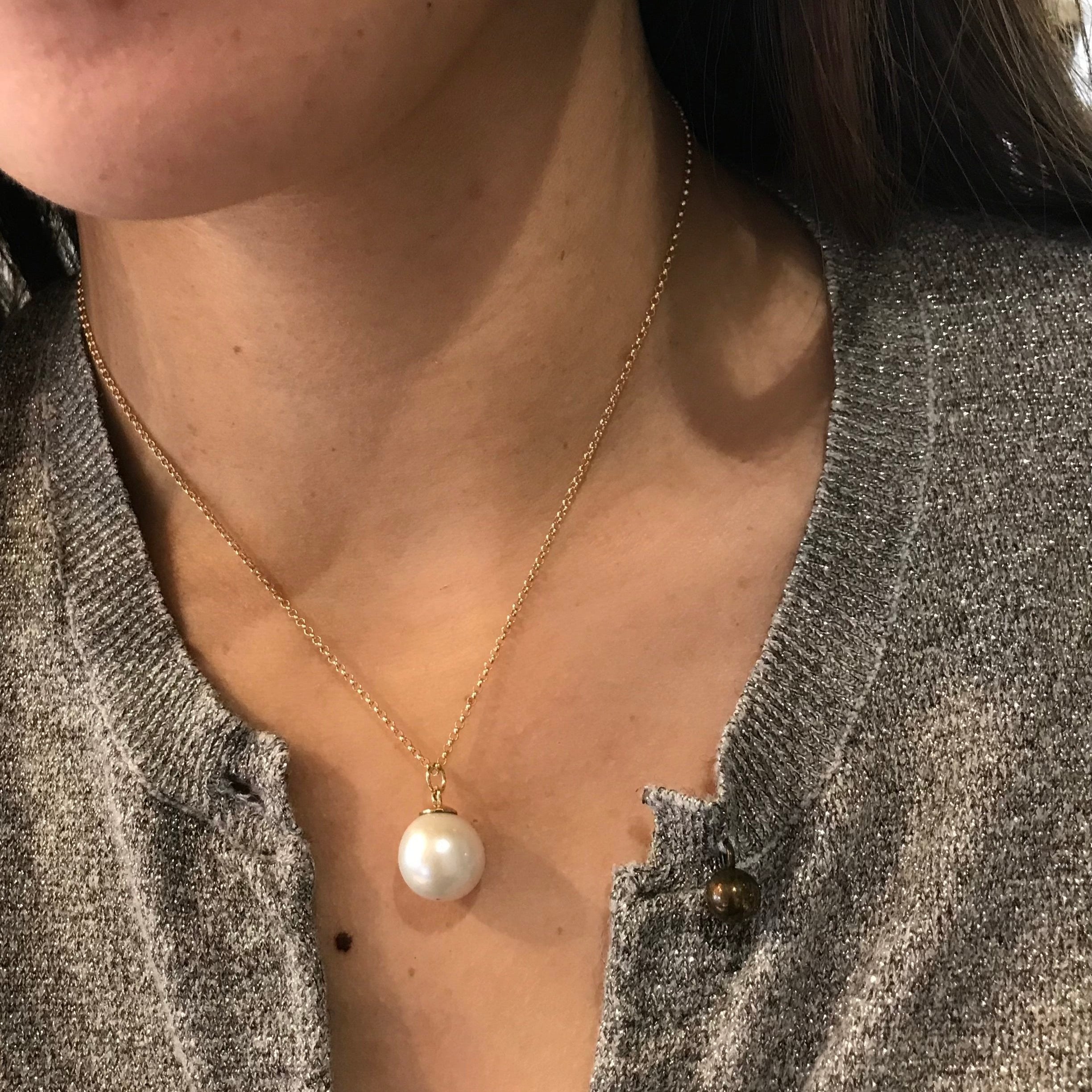 Pearl Pendant Necklace In 14k