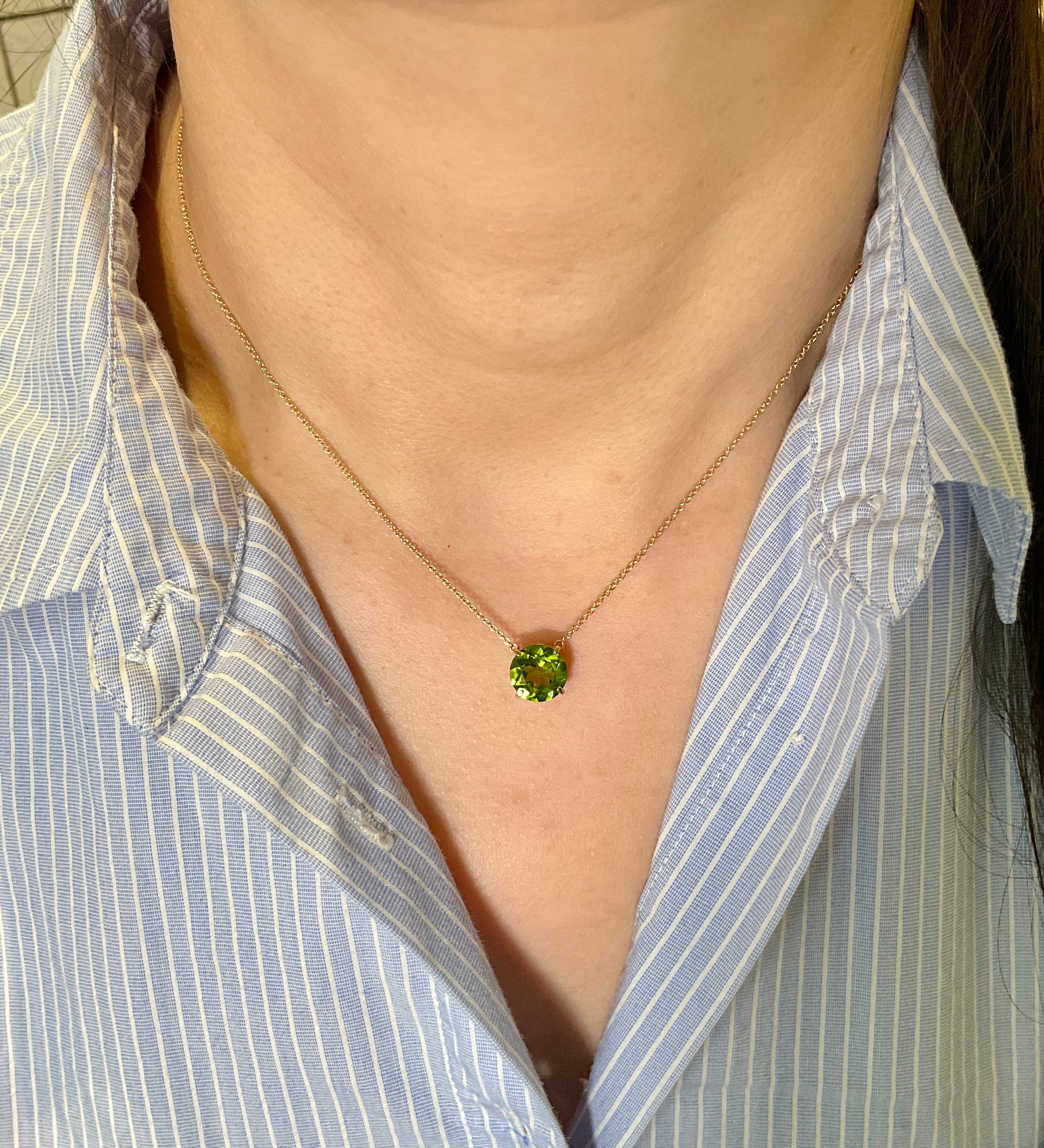 Simply Peridot Necklace in 14k