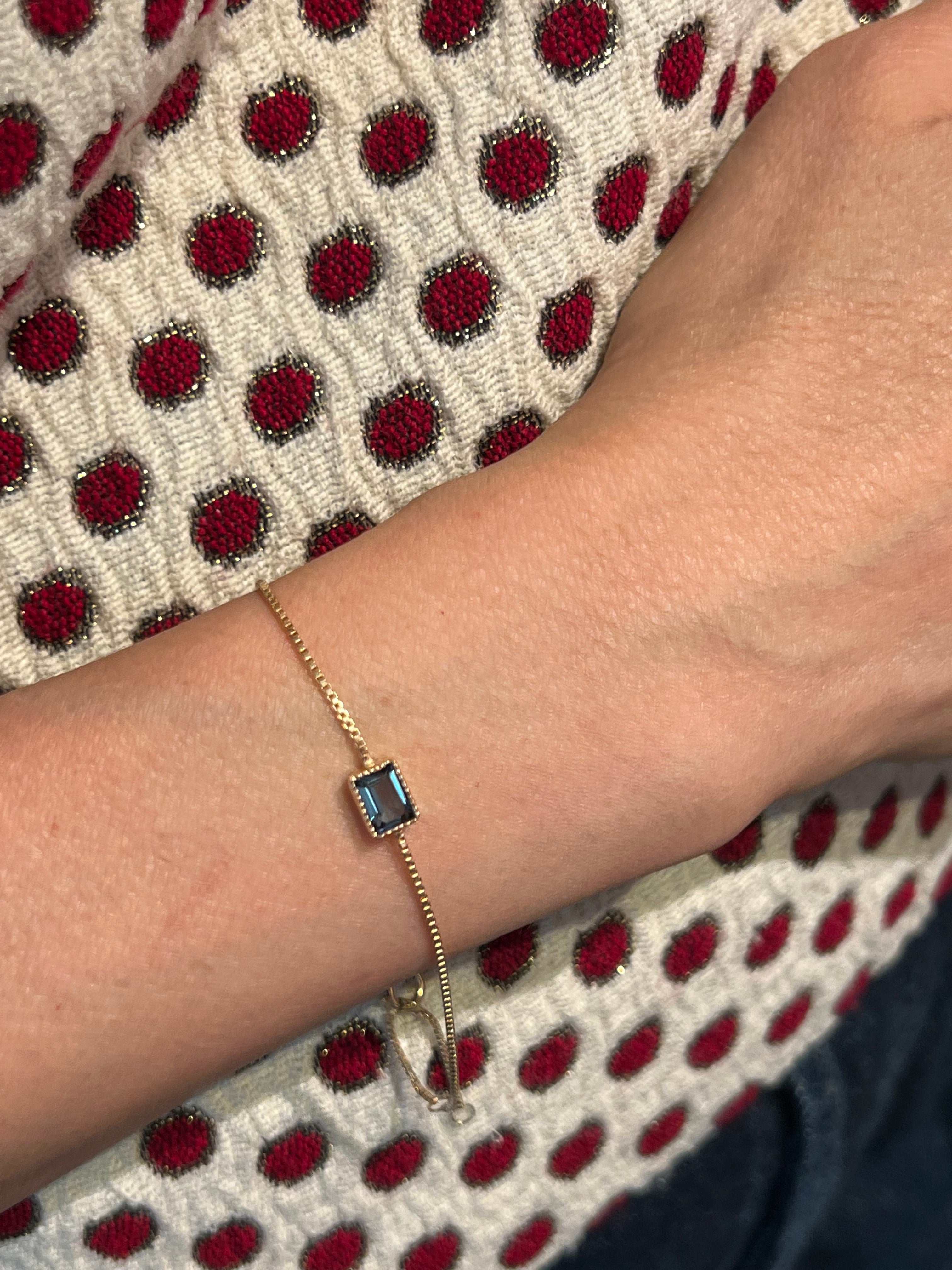 Birthstone Bezel 14k Gold Bracelet