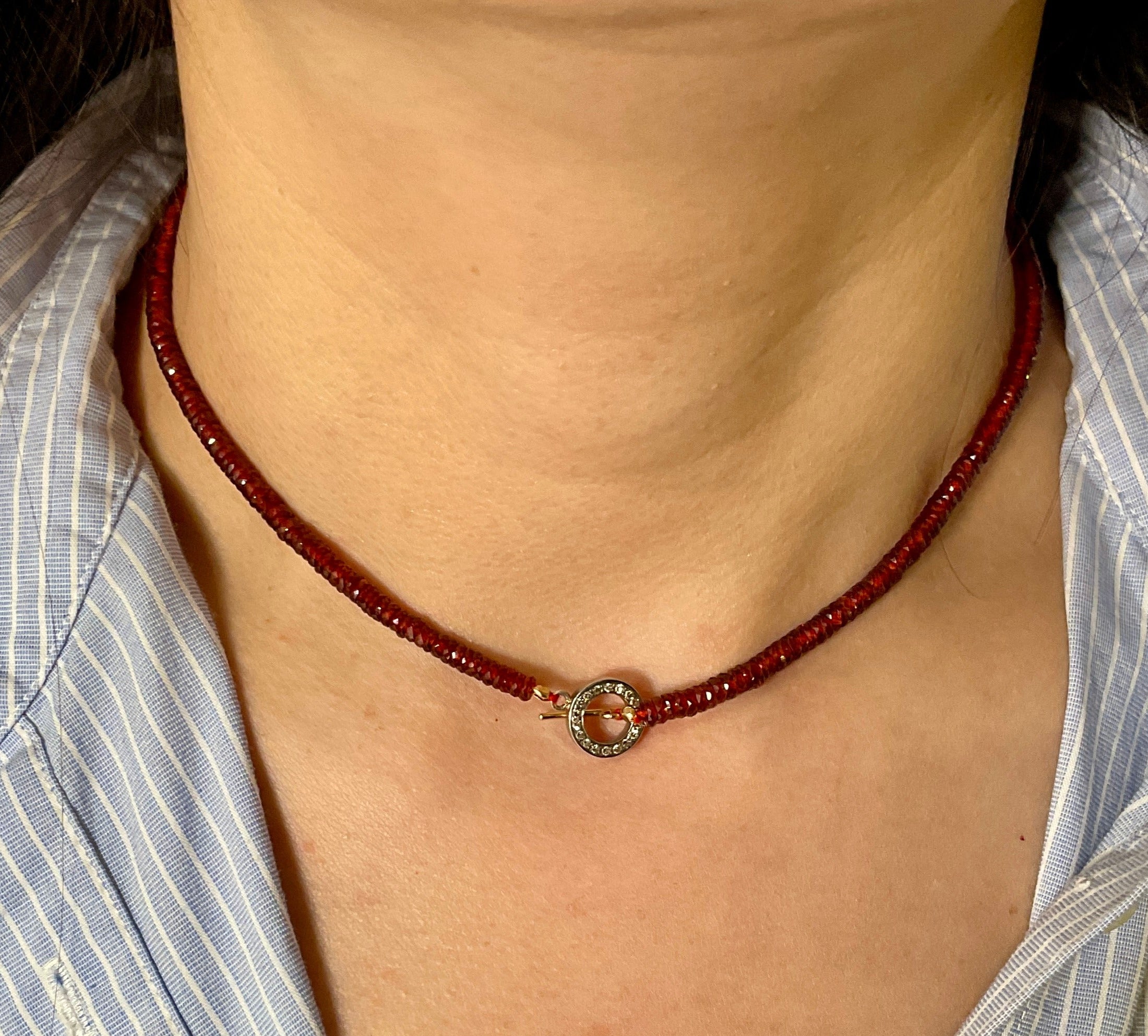 Garnet Diamond Toggle Necklace