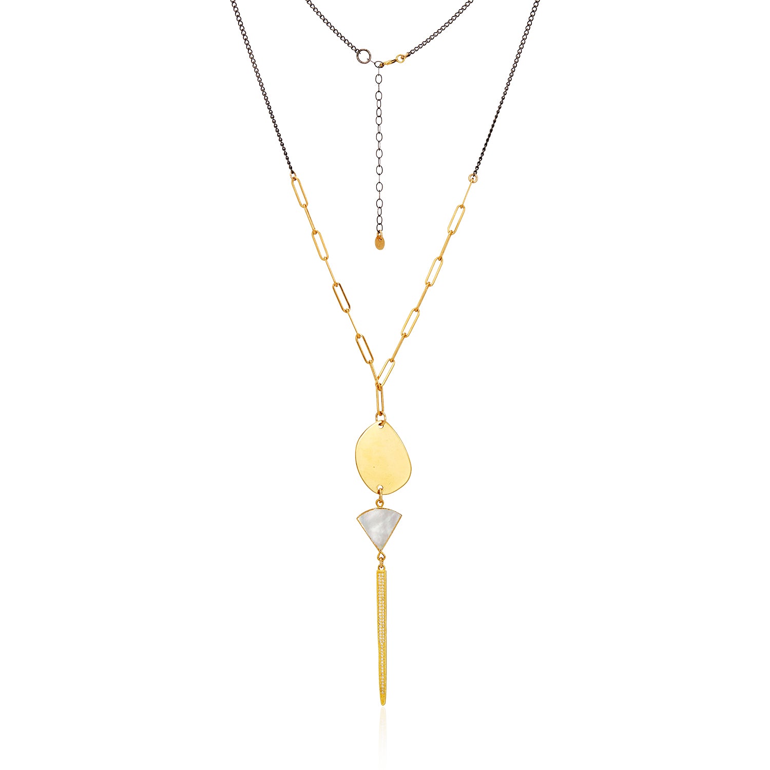 Trio Sparkly Gold Charms Long Necklace