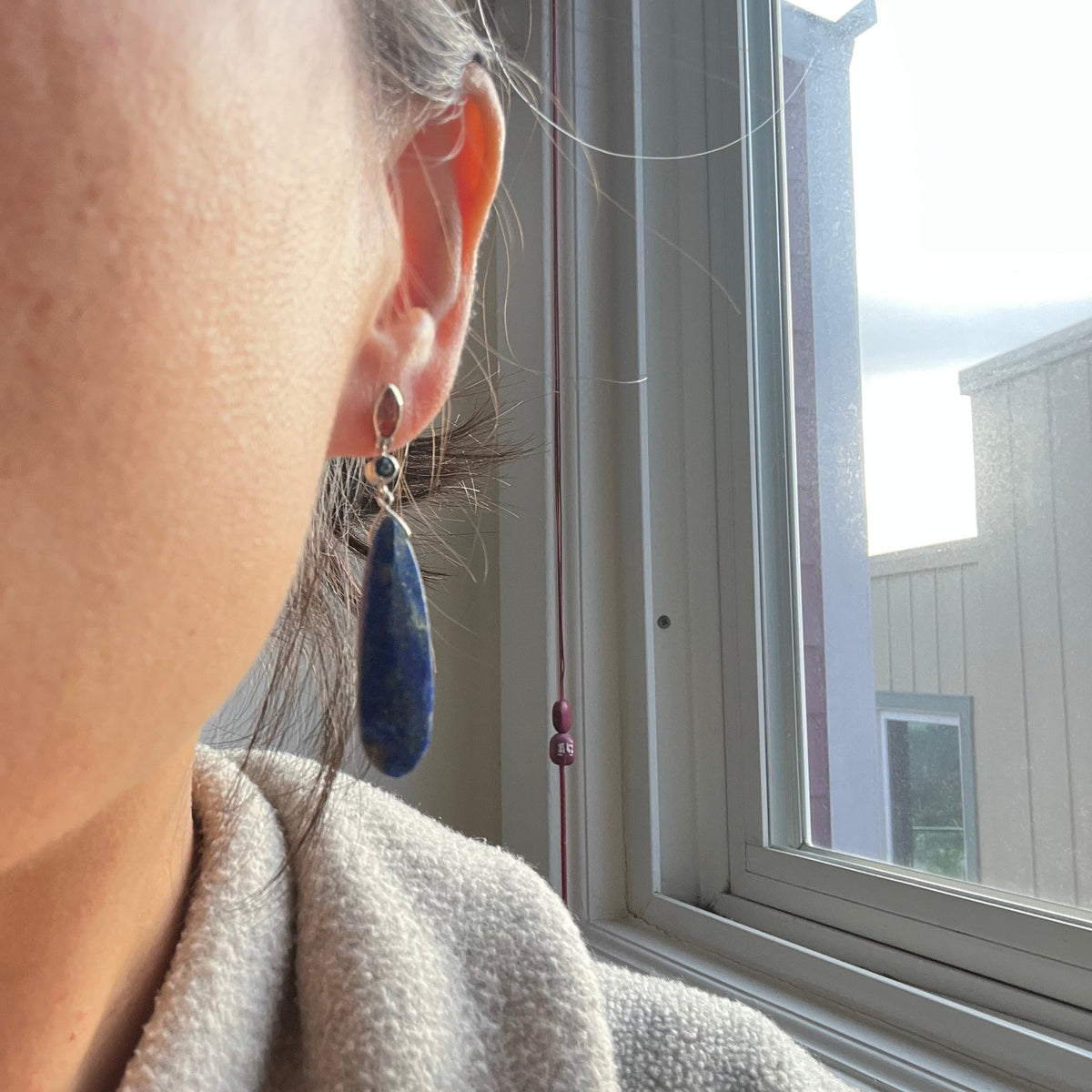 Alexandra Lapis Earrings-Silver