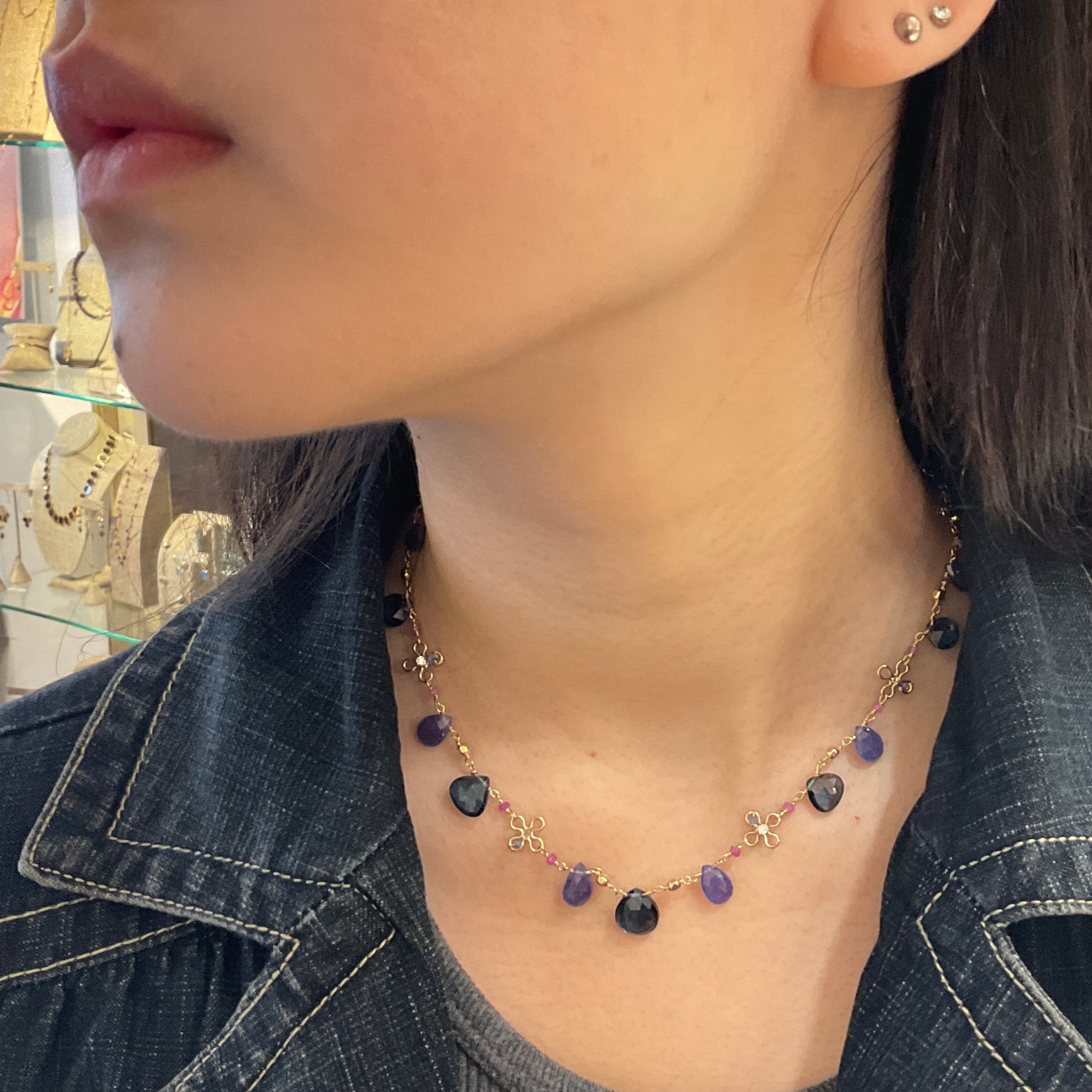 Floral Gem Clusters Necklace