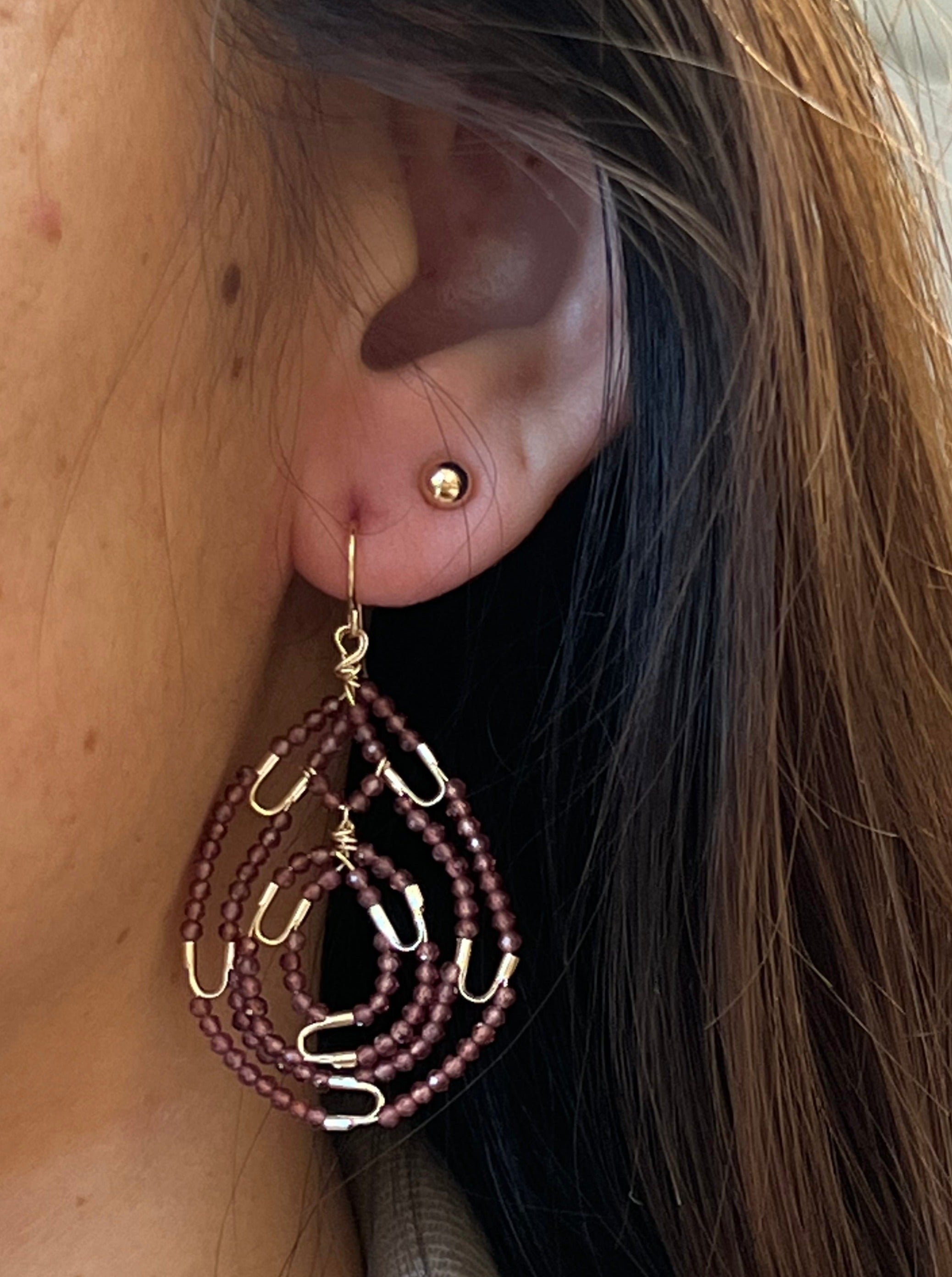 Cream and Sugar Earrings-Garnet