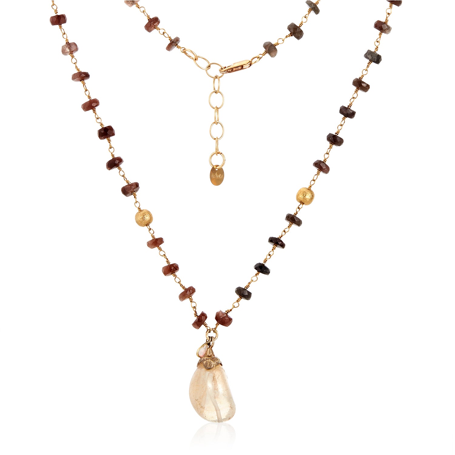 Andalusite Beads Quartz Drop Necklace