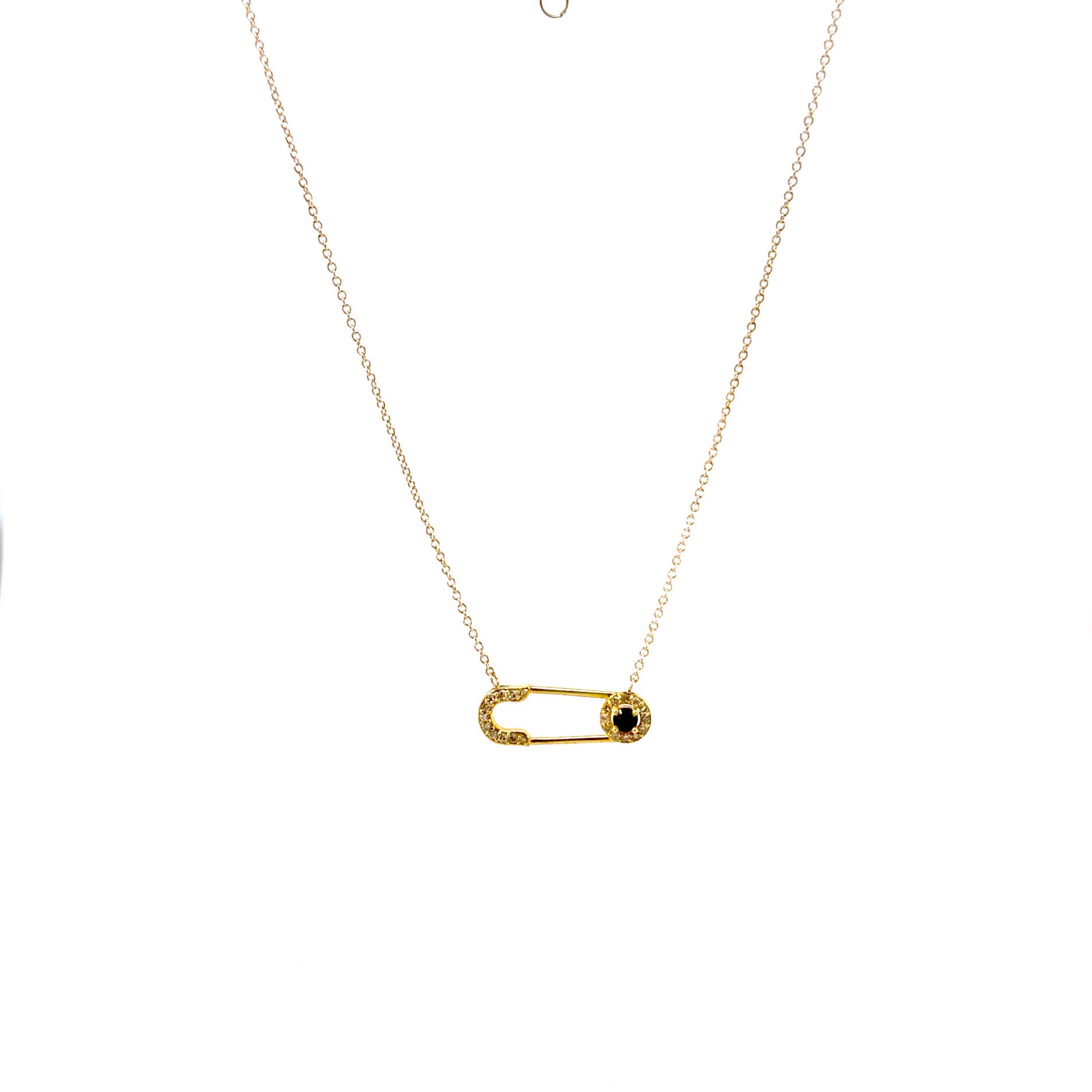 Petite Diamond Safety Pin Necklace 14k