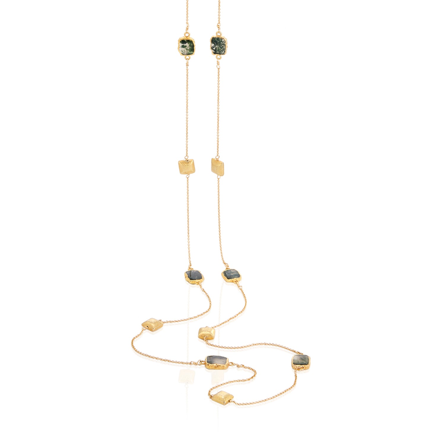 Lola Little Square Necklace - Agate & Brushed Gold