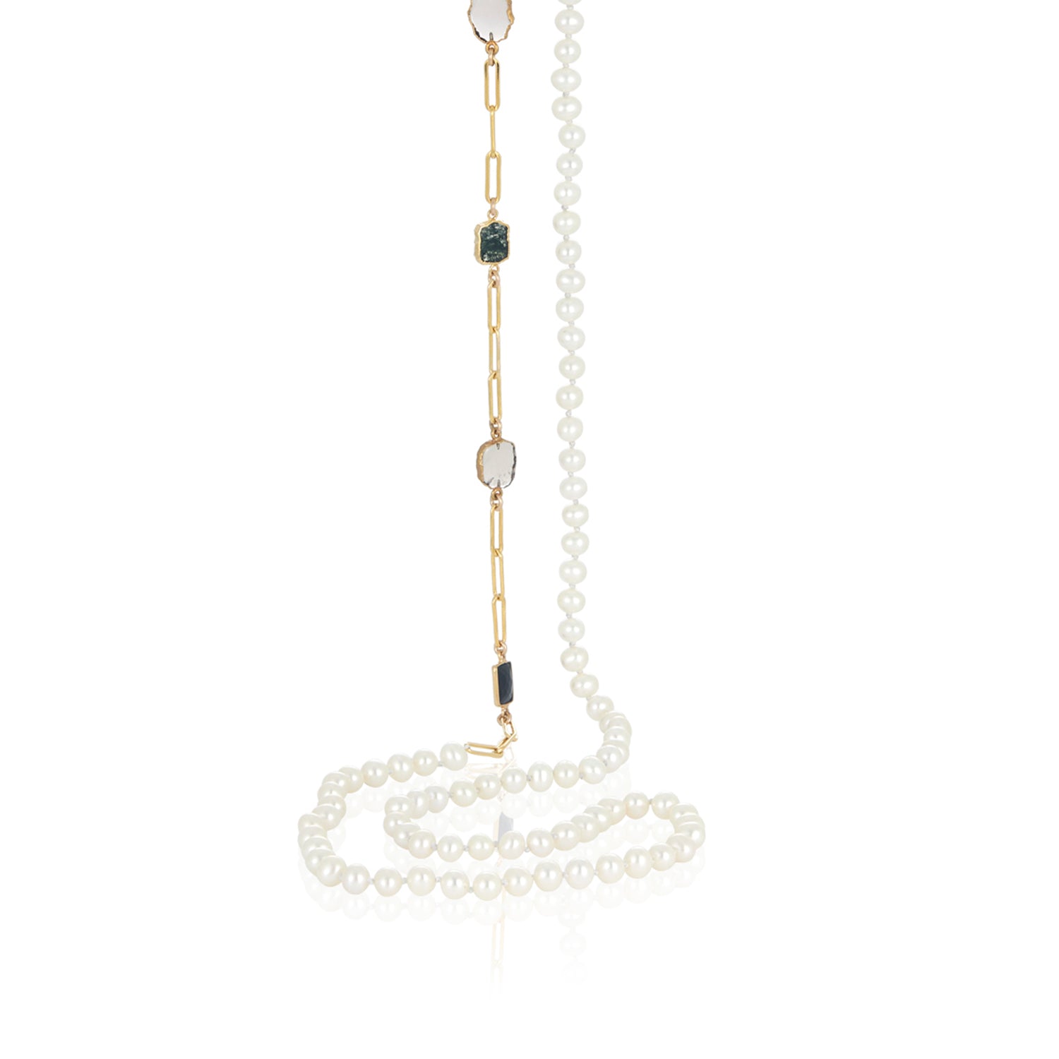 Pearl Long Paperclip Necklace