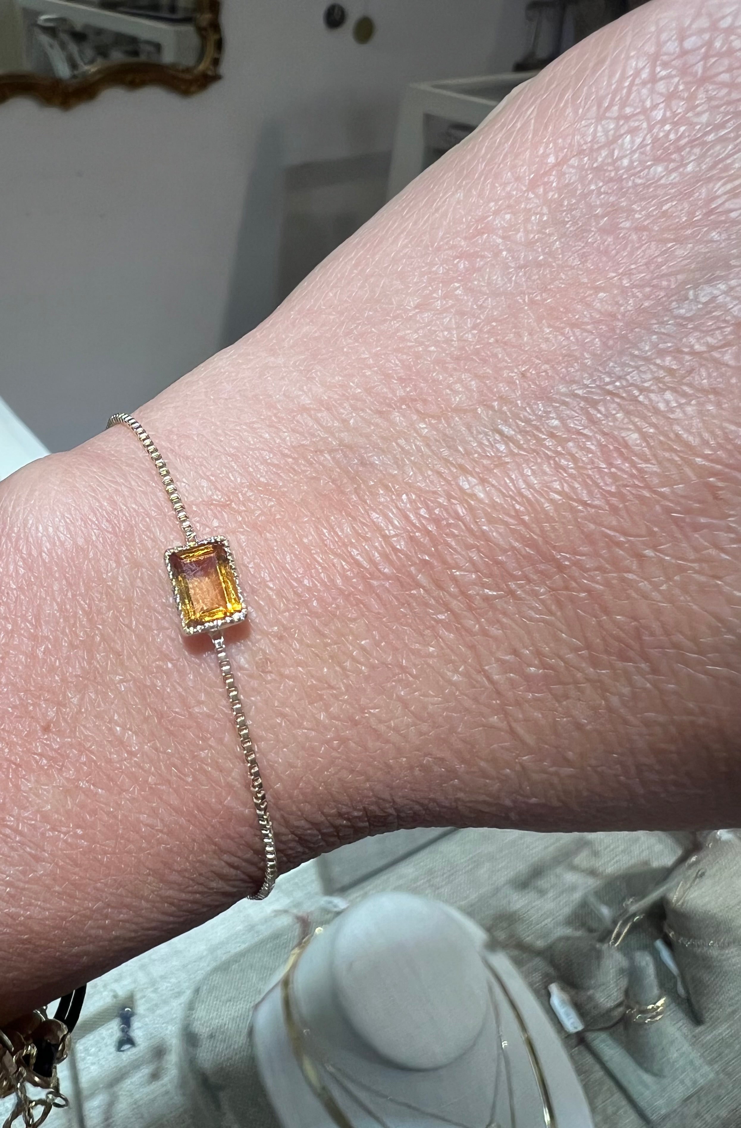 Birthstone Bezel 14k Gold Bracelet