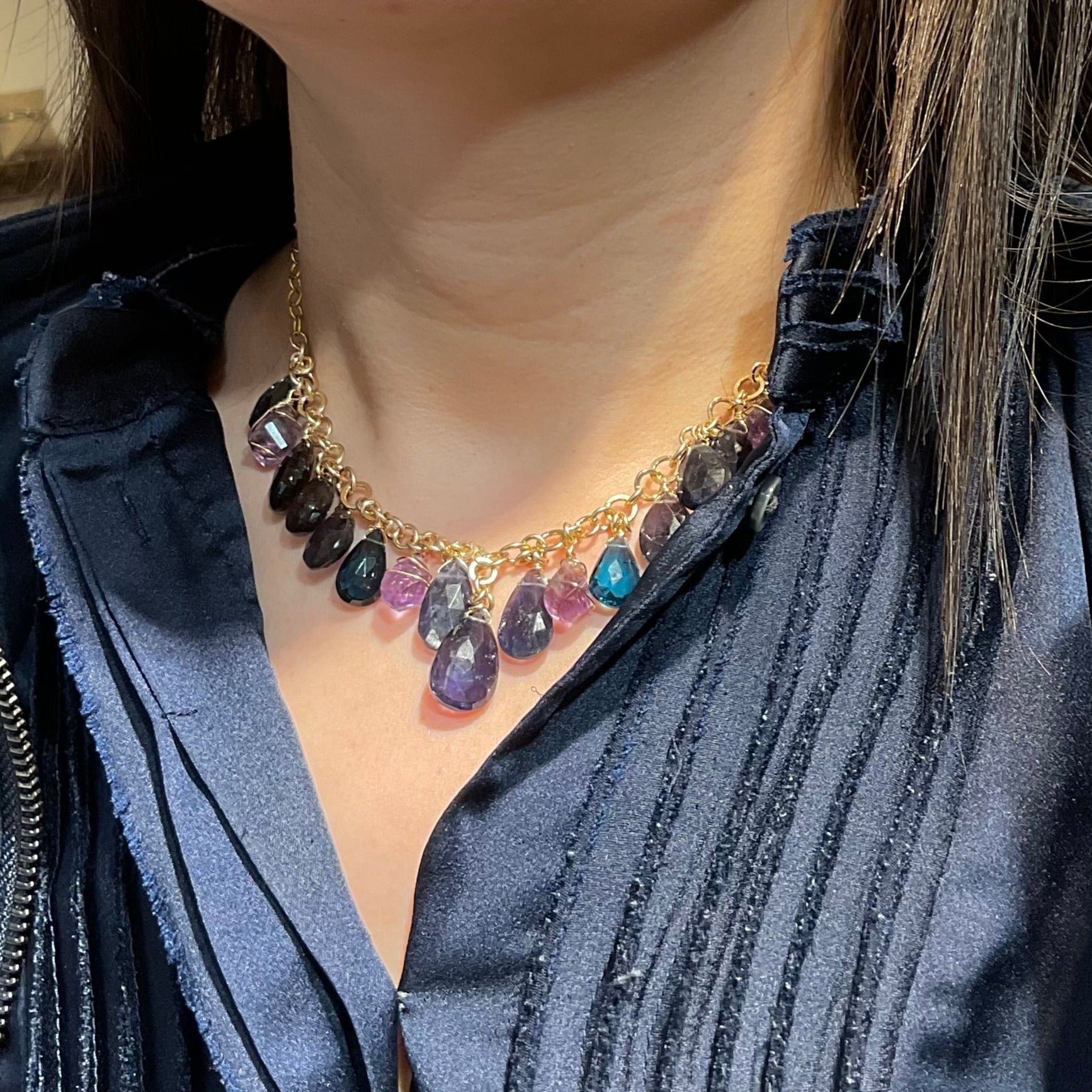 River Thame Necklace in Amethyst or Labrdorite