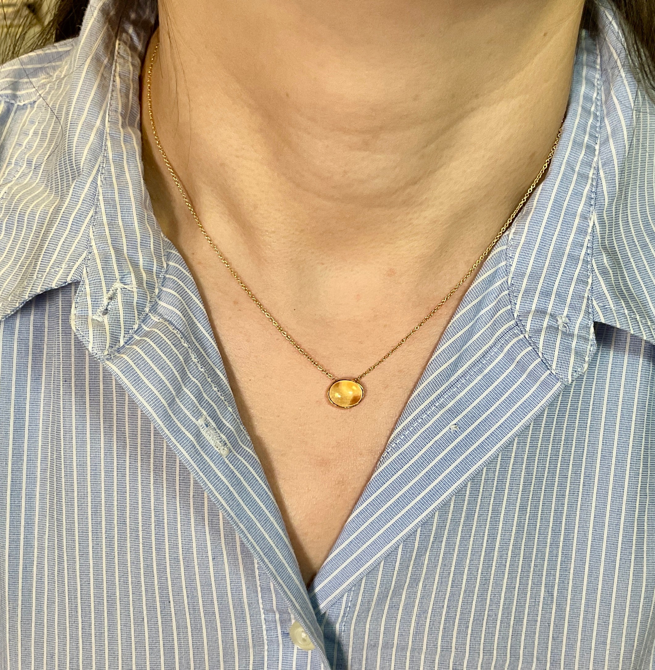 Oval Opal Pendant Necklace