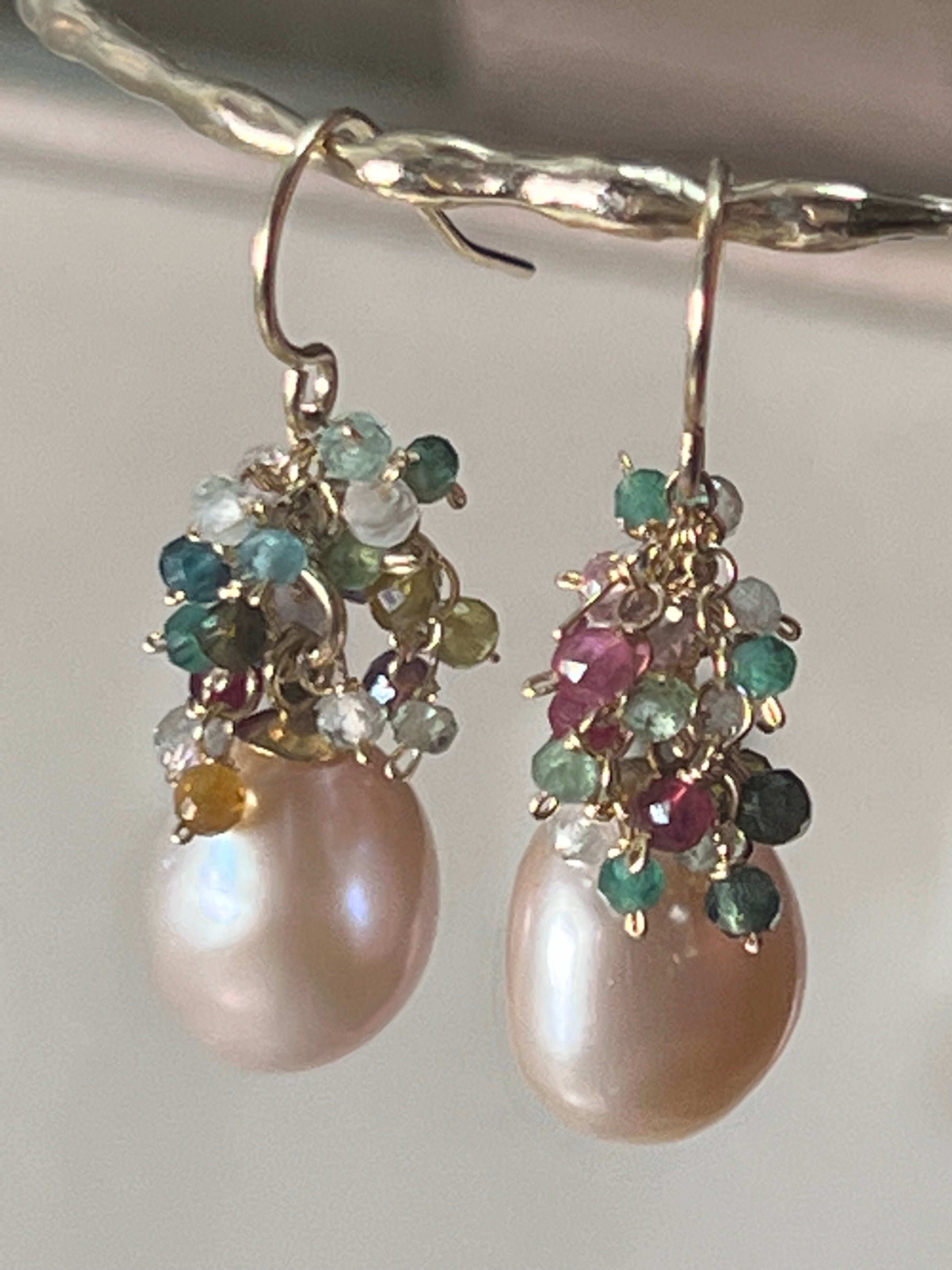 Tourmaline Clusters Gem Drop Earrings