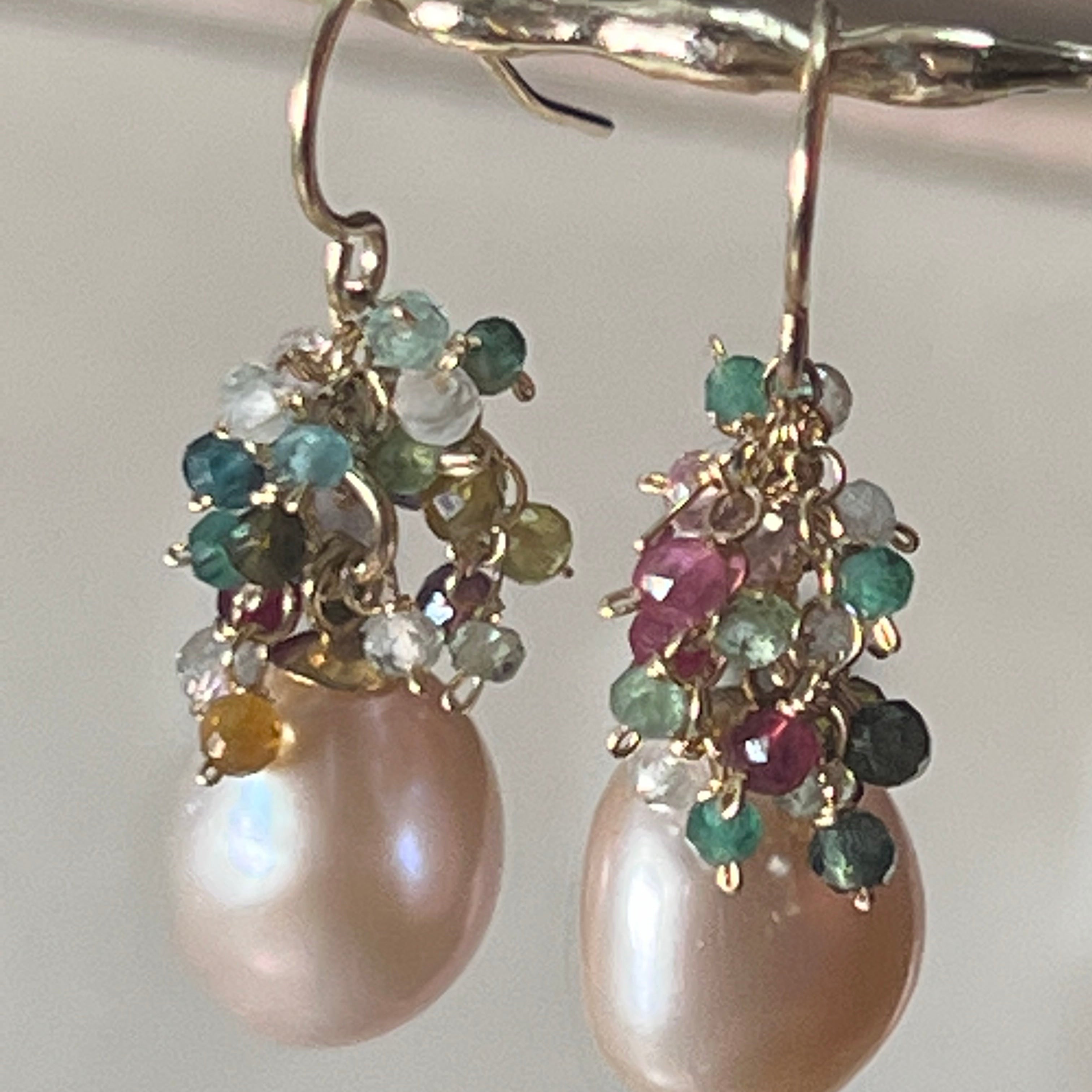 Tourmaline Clusters Gem Drop Earrings