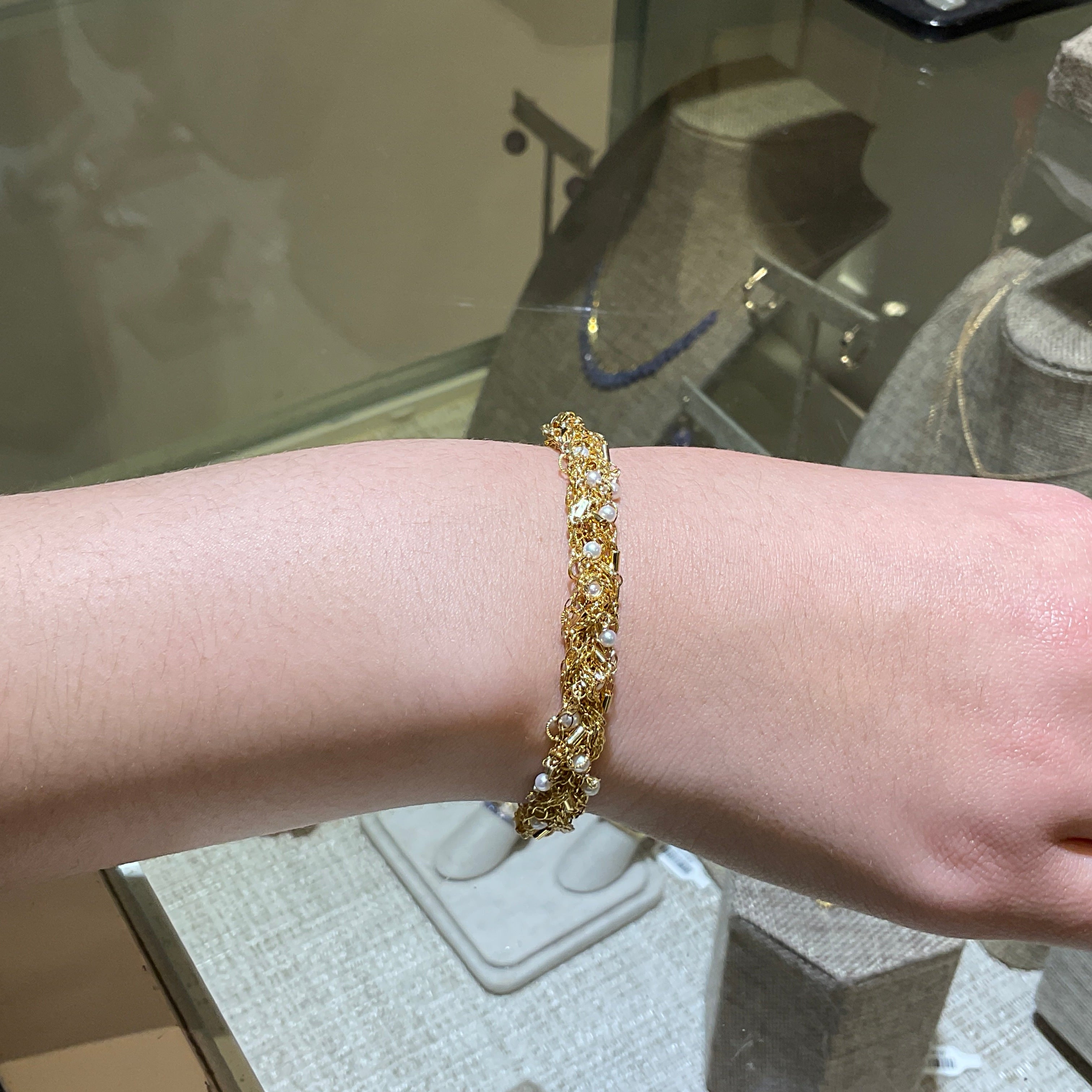 Braided Tassel Bracelet in Pearl