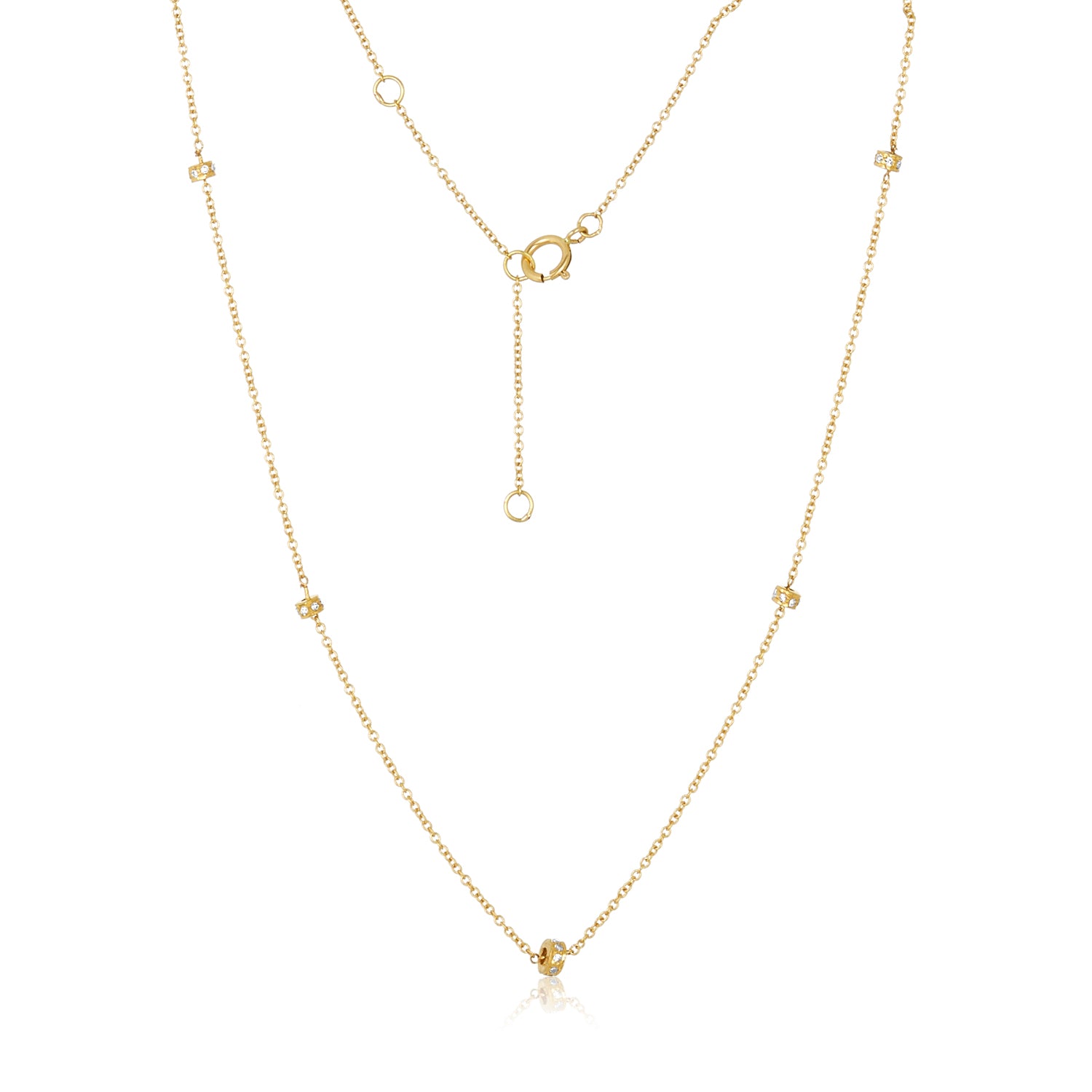 Diamond Barrel Section Necklace in 18k