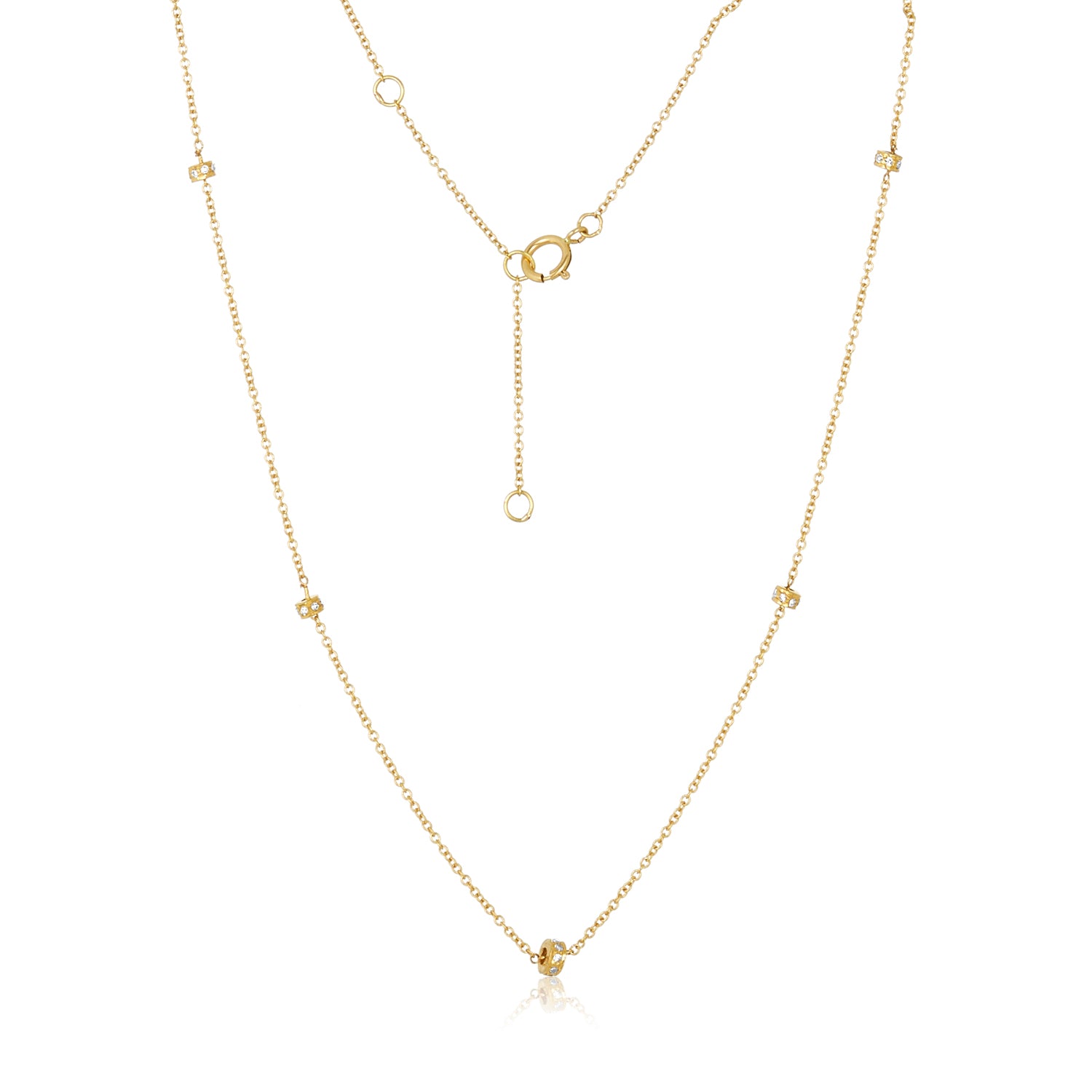 Diamond Barrel Section Necklace in 14k