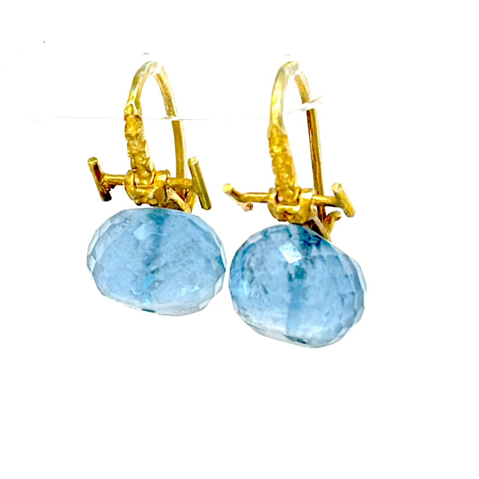 Aquamarine Donut Hoops Earrings