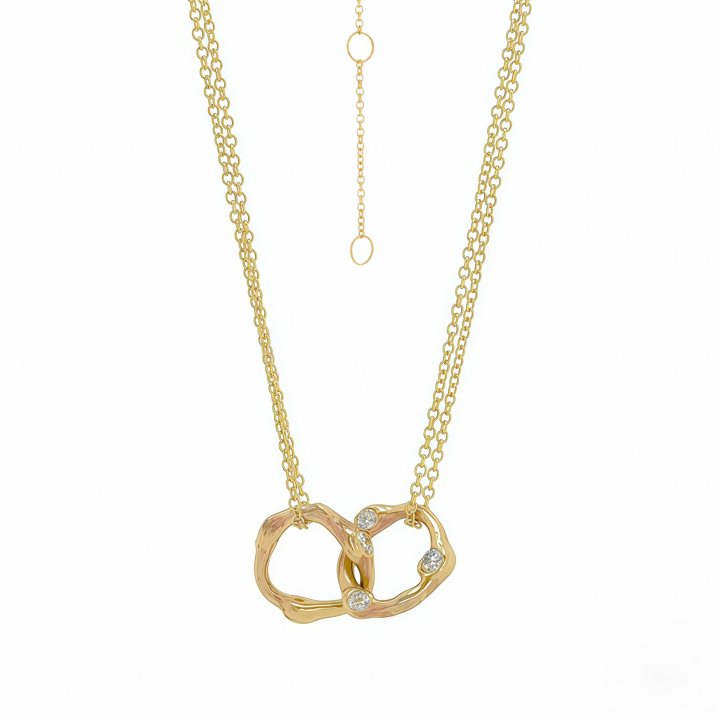 Diamond Interlock Pendant Necklace 14k