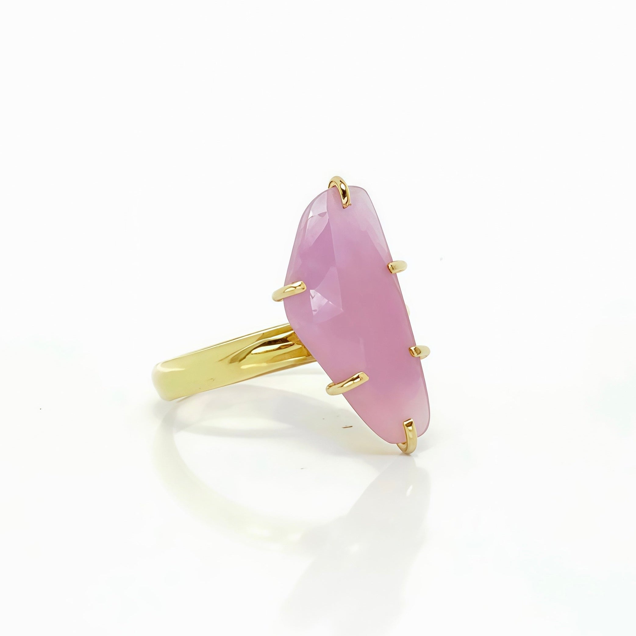 Irregular-shaped Slice Sapphire Vermeil Gold Ring