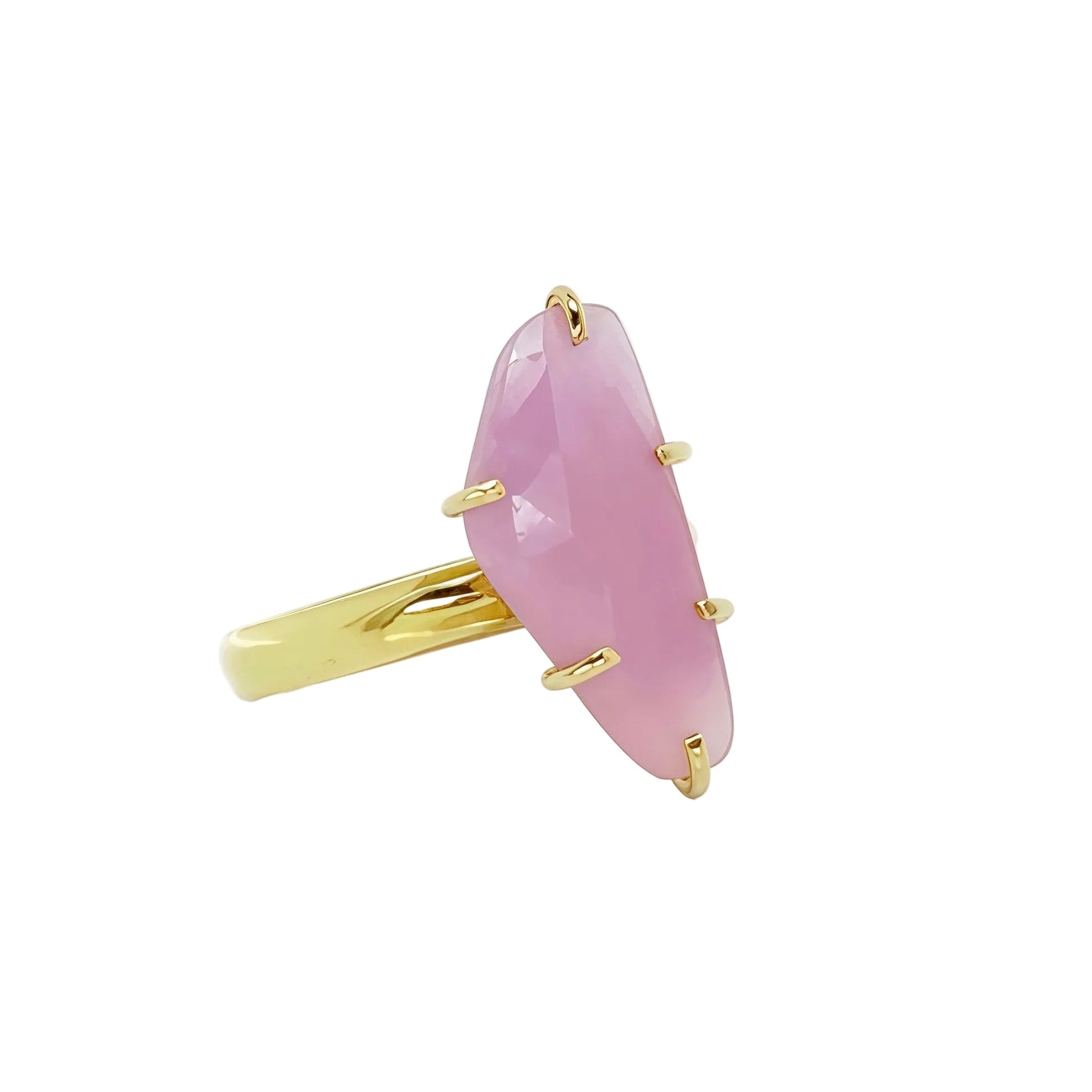 Irregular-shaped Slice Sapphire Vermeil Gold Ring