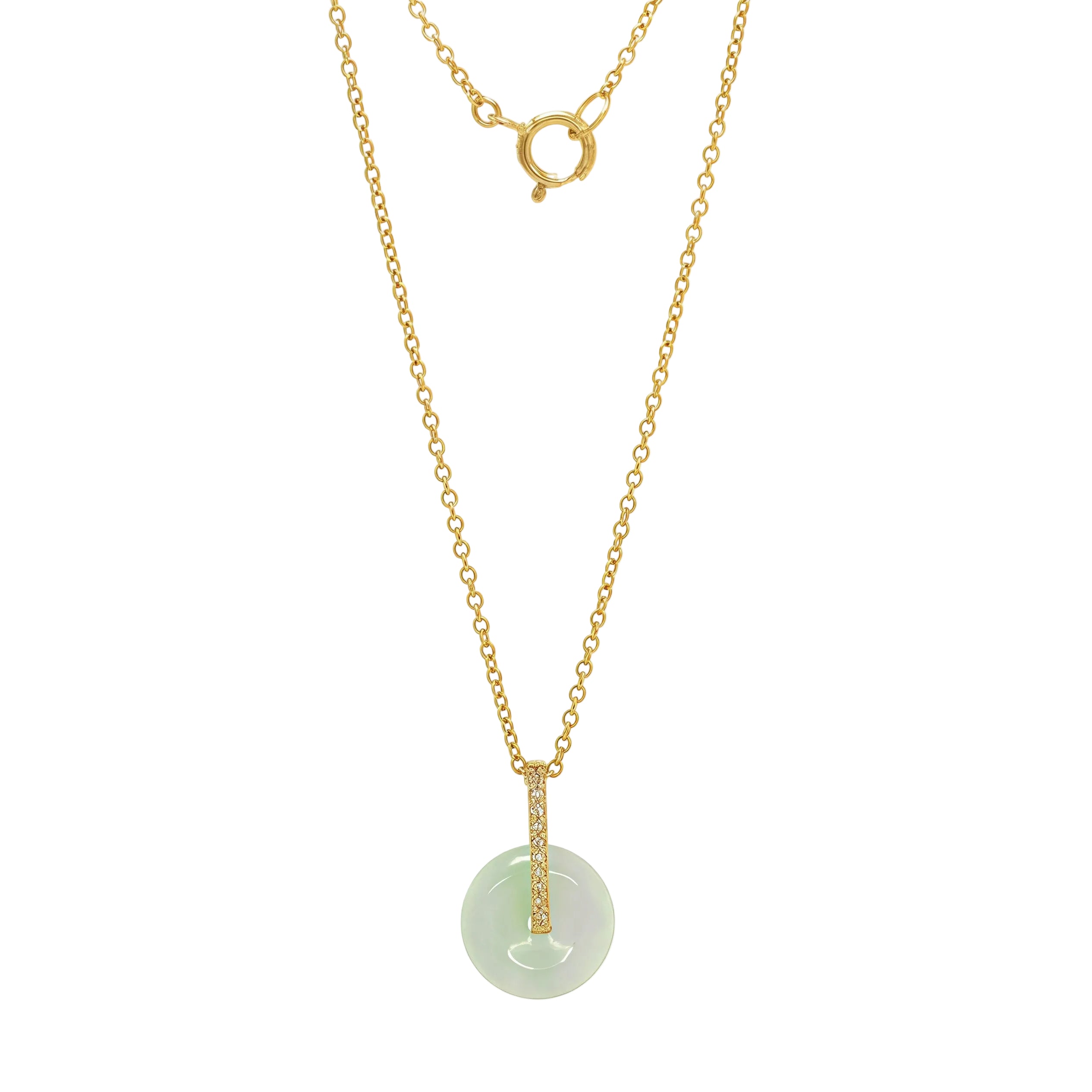 Jade Diamond Bail Necklace In 14K or Sterling Silver