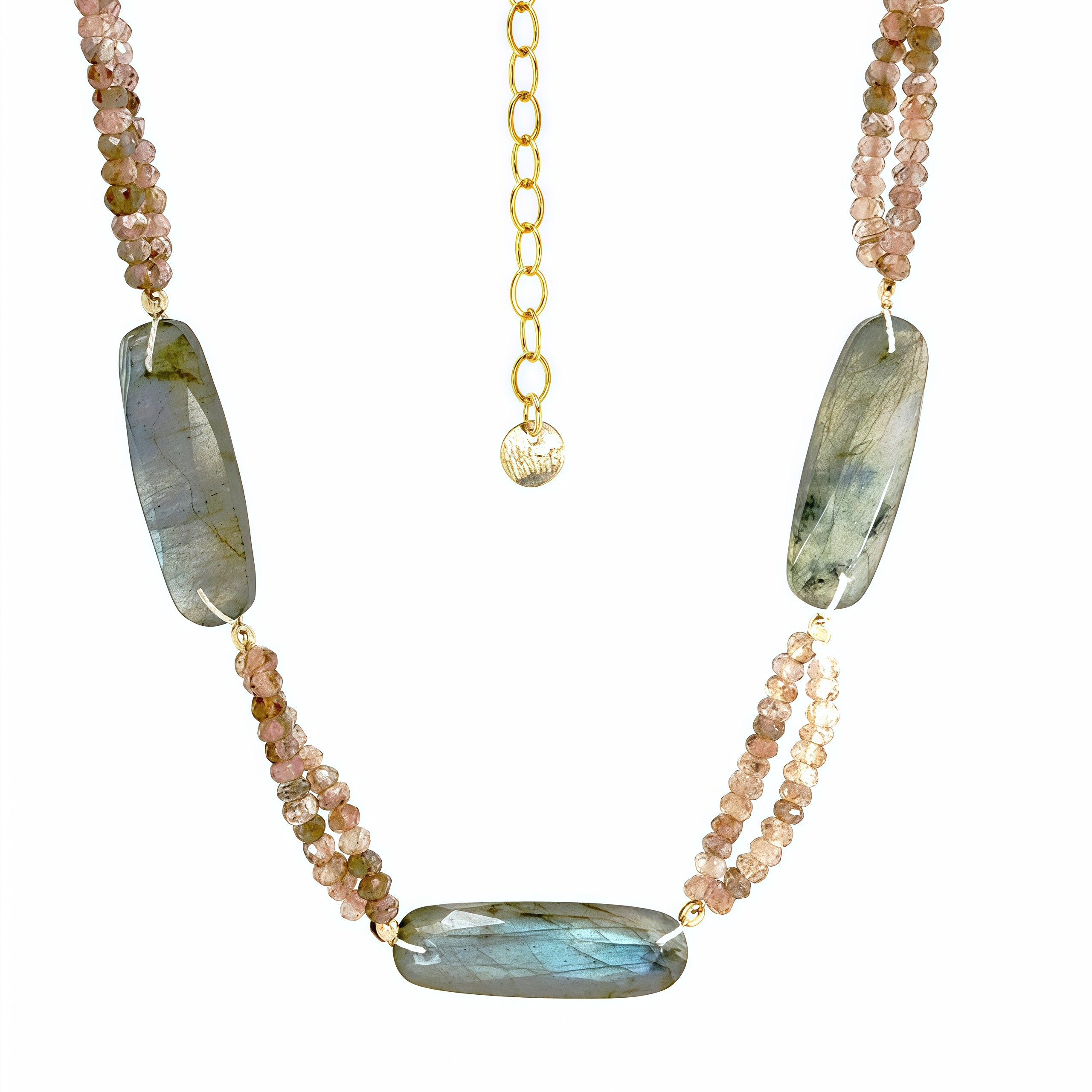 Bonnie Labradorite Slab Double Strand Station Necklace