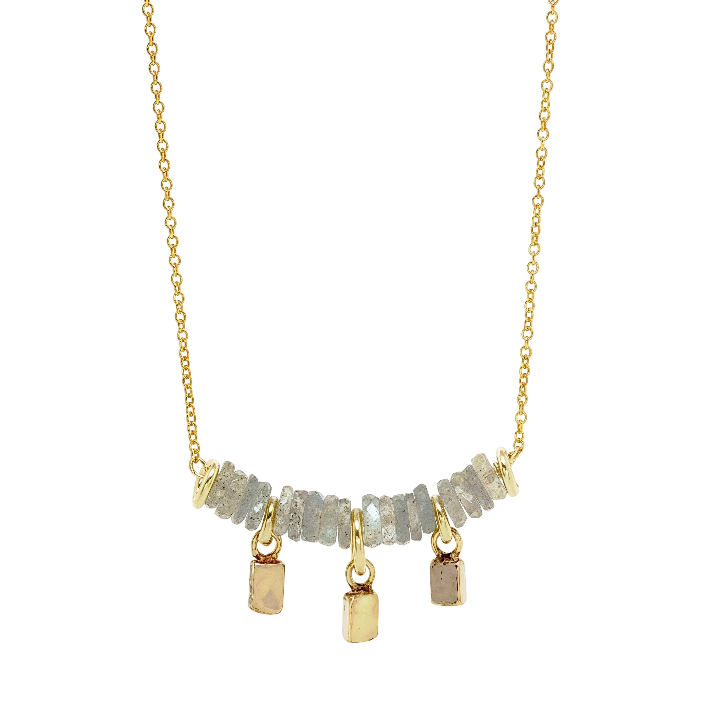 Gemmy Row Dangly Tag Necklace