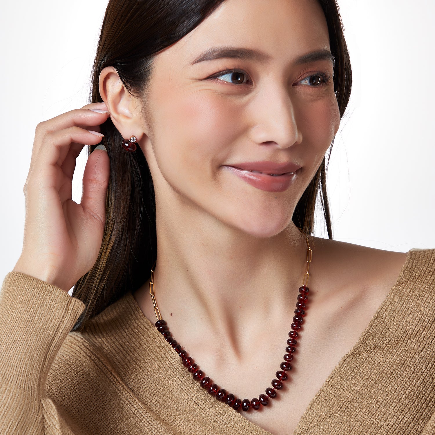 Garnet Paperclip Necklace