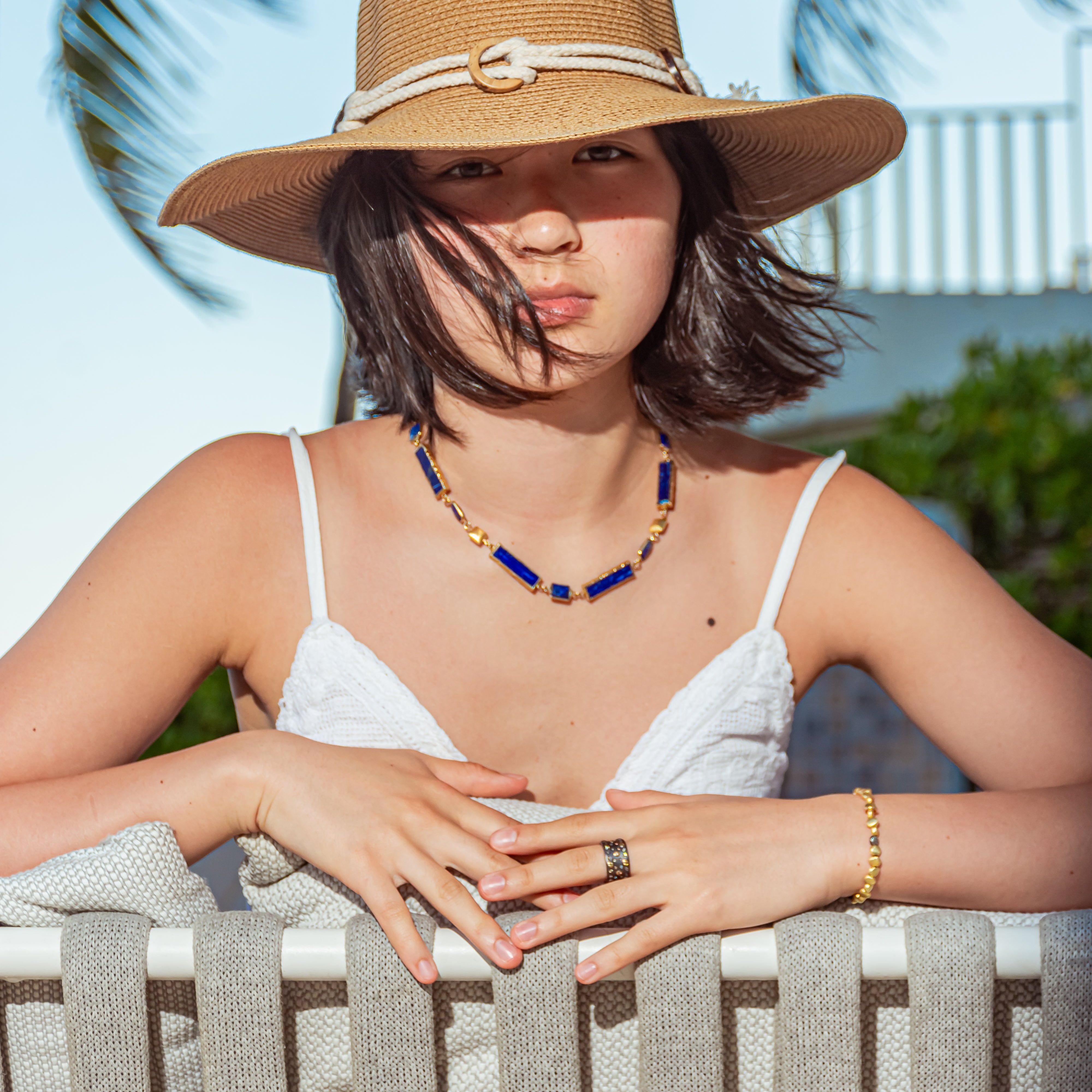 Gold Coin Beaded Stretch Bracelet