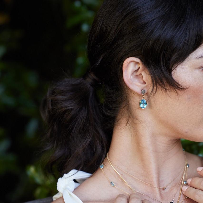 Gigi Earrings - Blue Topaz