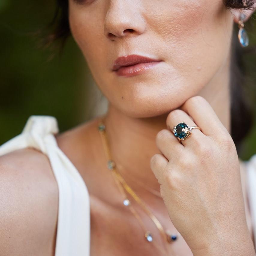 Cynthia London Blue Topaz Ring 14K