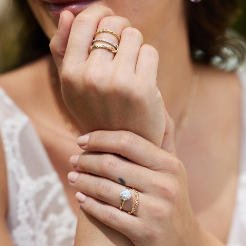 Trio Gold Three-Link Diamond Ring 14k