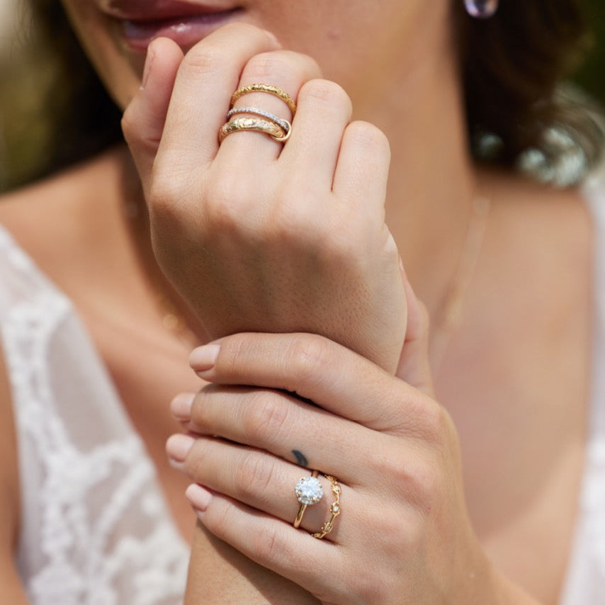 Rectangle Diamond Evil Eye Ring