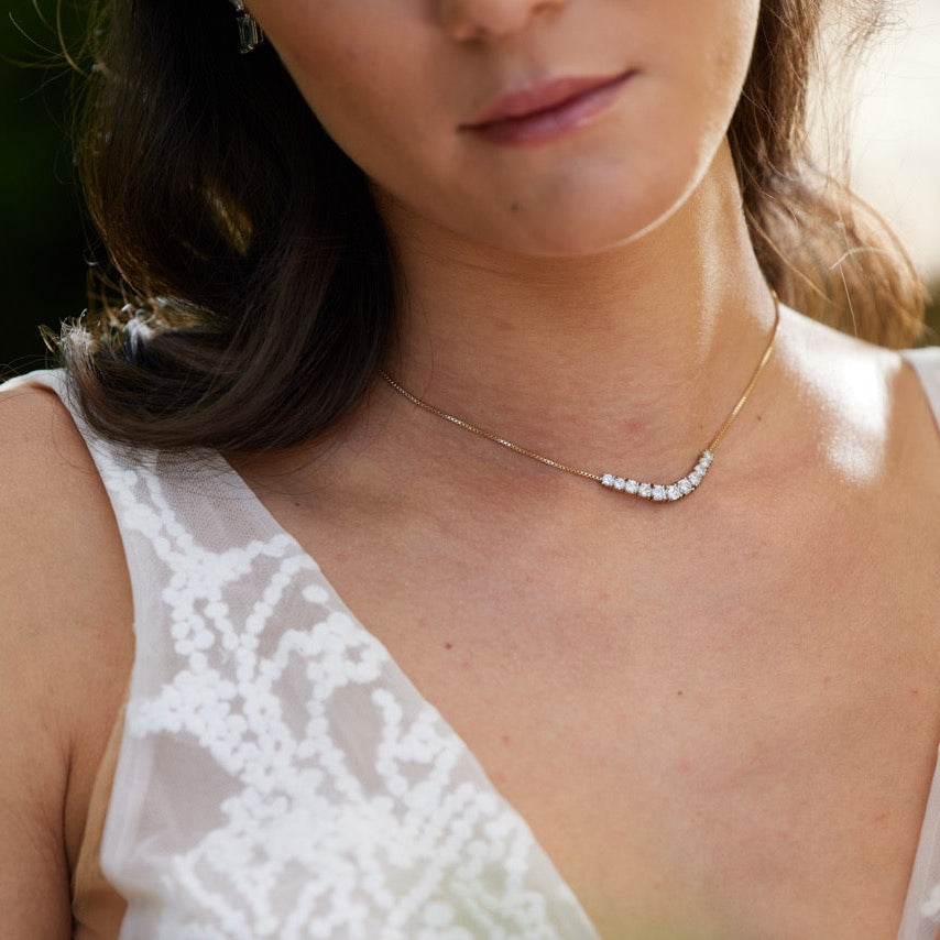 Angie Lab Diamond Curved Bar Necklace in 14k