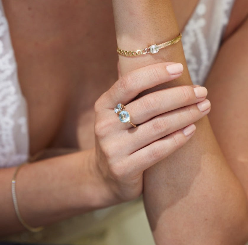 Gemini Bamboo Ring - Aquamarine