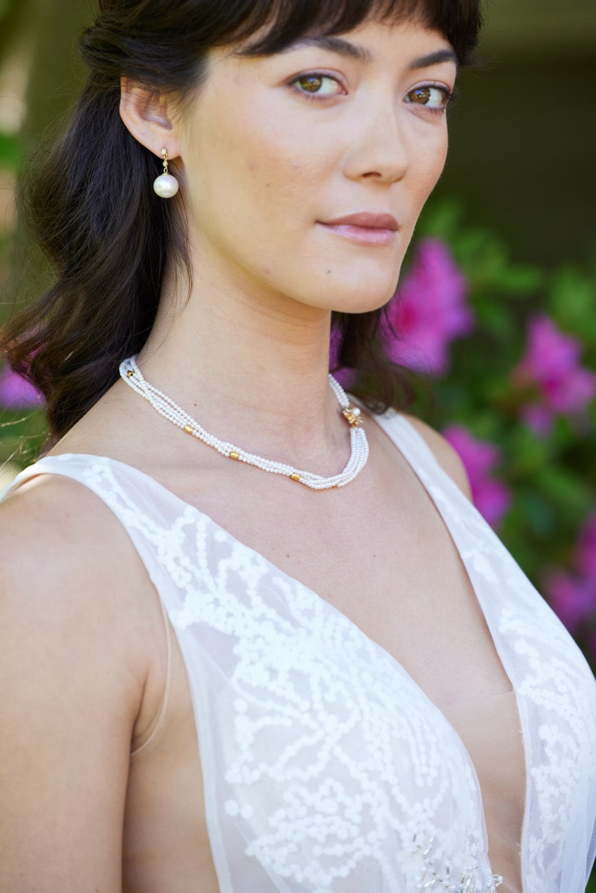 Gloria Multistrand Pearls Necklace in 14k
